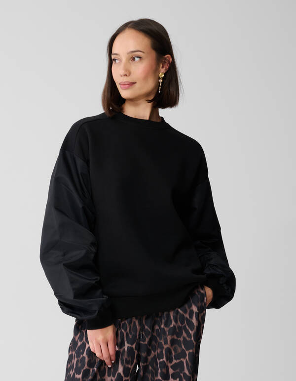 Pullover aus Satin-Mix Schwarz SHOEBY WOMEN