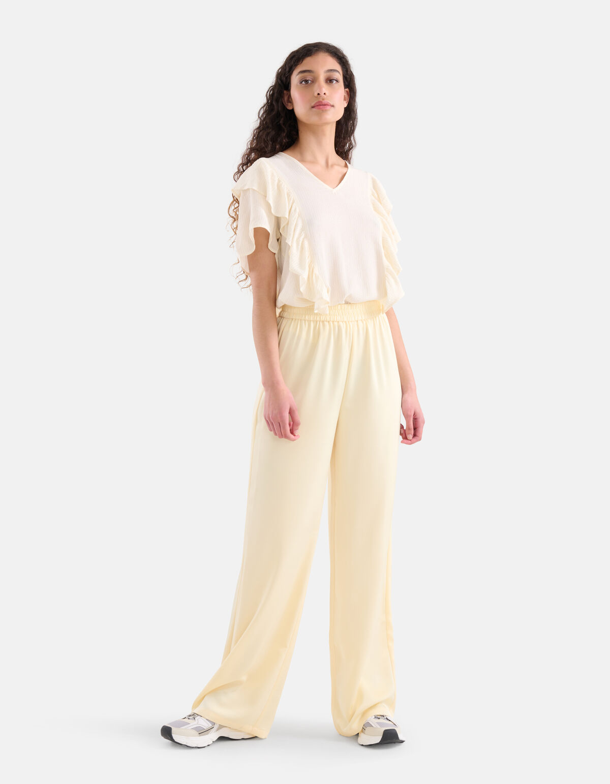 Rüschen-Lurex-Top Off White SHOEBY WOMEN