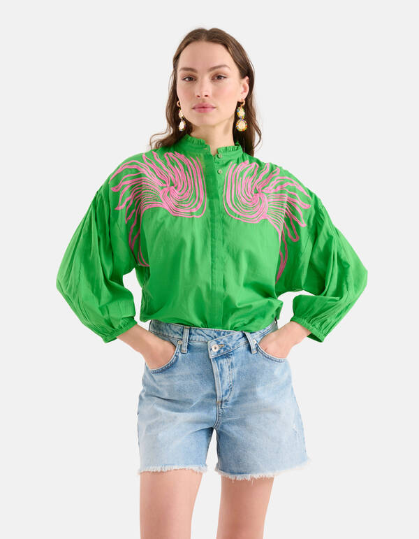 Stickerei Bluse Grün SHOEBY WOMEN