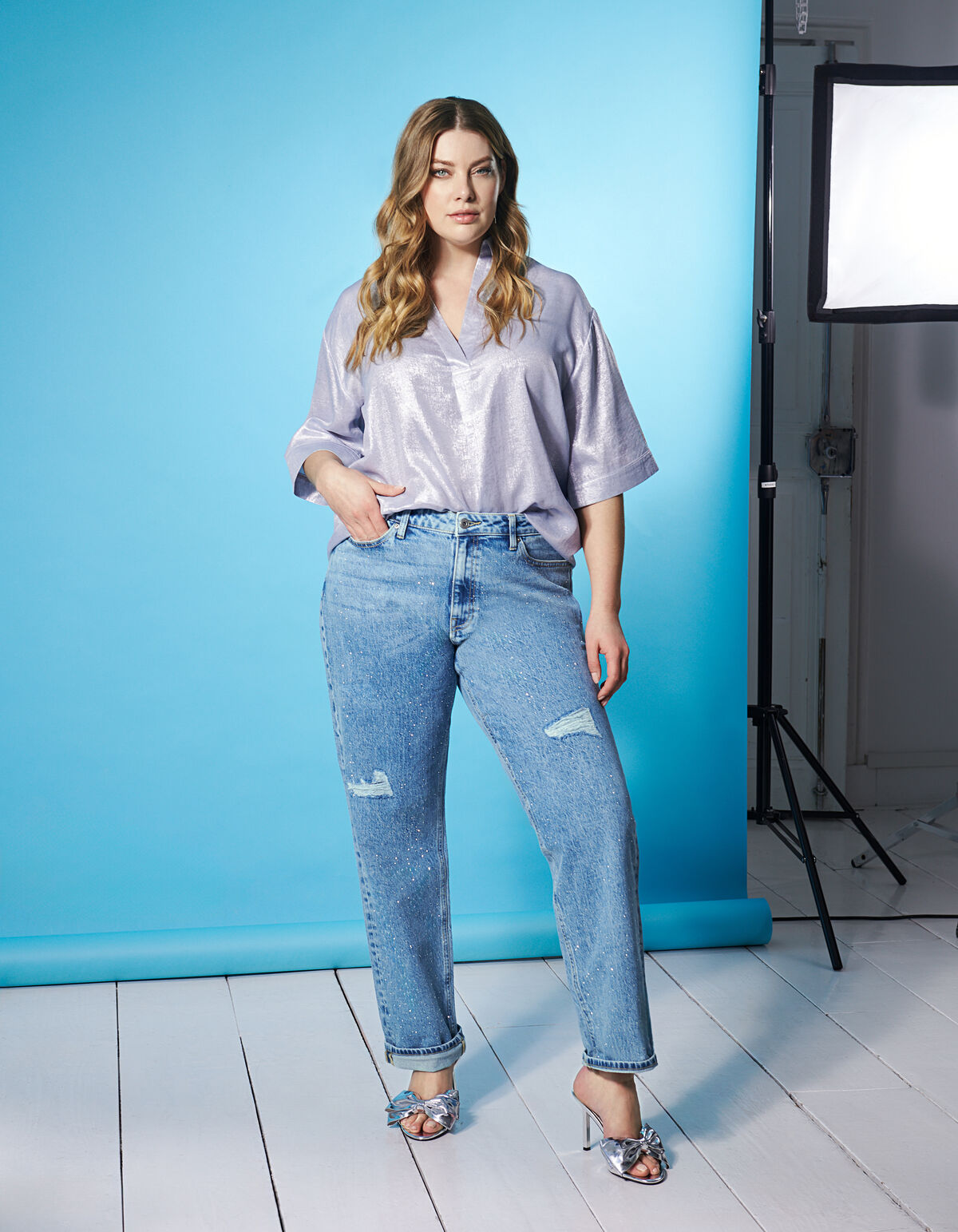 Metallic Top Hellblau By Fred SHOEBY WOMEN