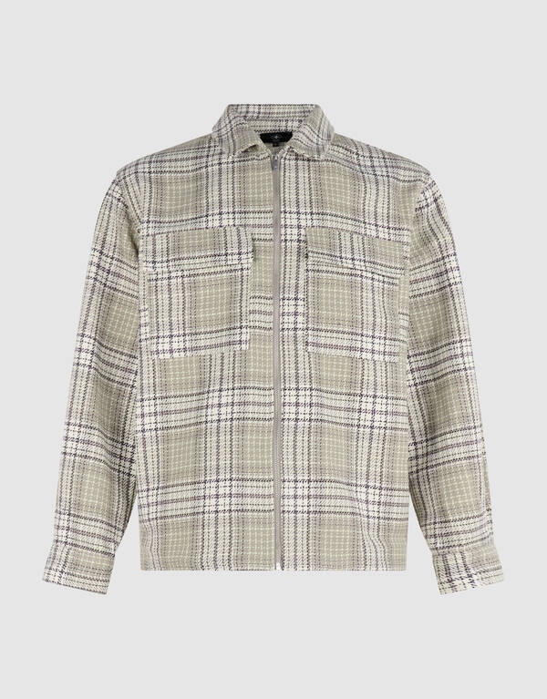 Hellgr&uuml;nes kariertes Overshirt Rei&szlig;verschluss SHOEBY MEN