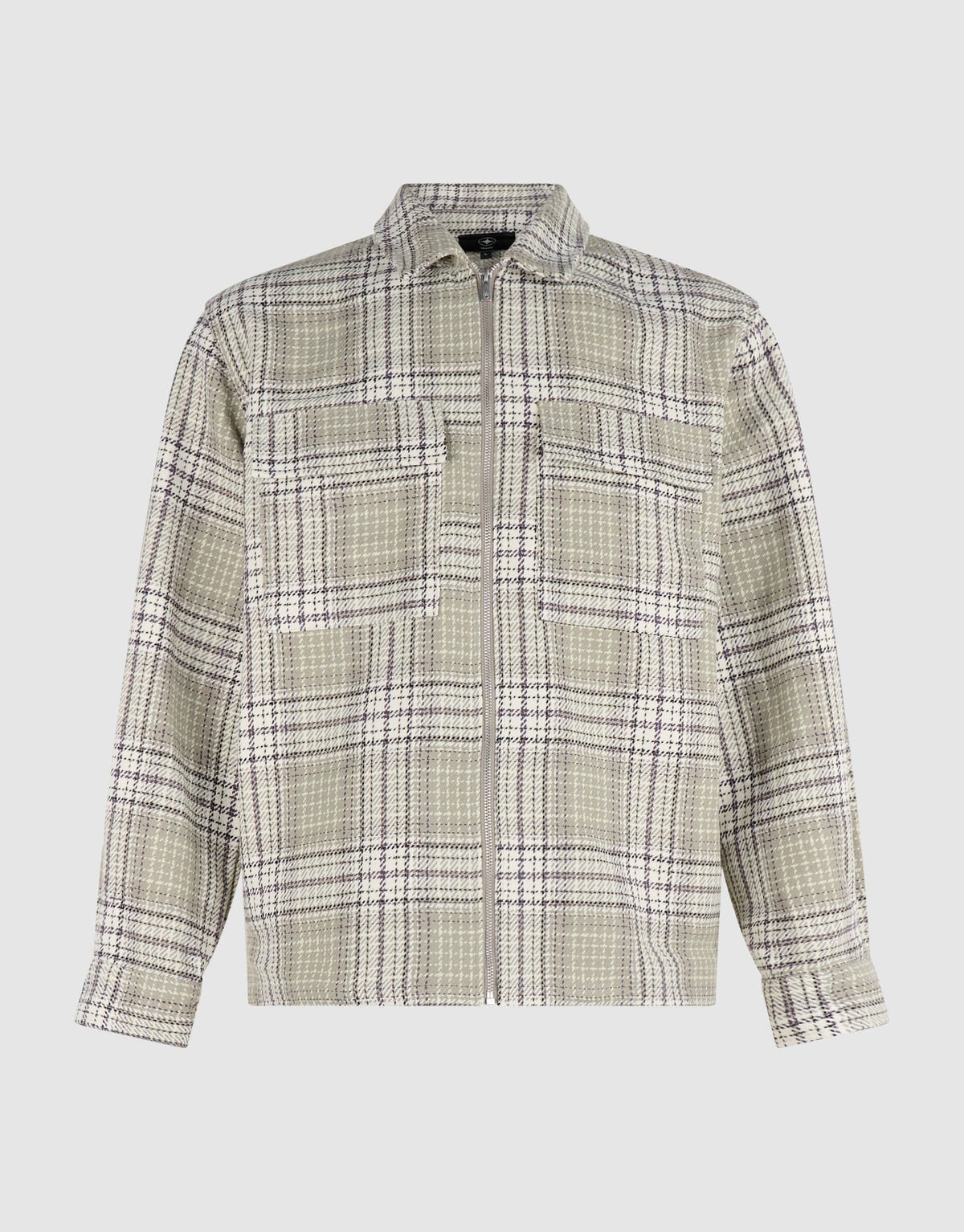 Hellgr&uuml;nes kariertes Overshirt Rei&szlig;verschluss SHOEBY MEN