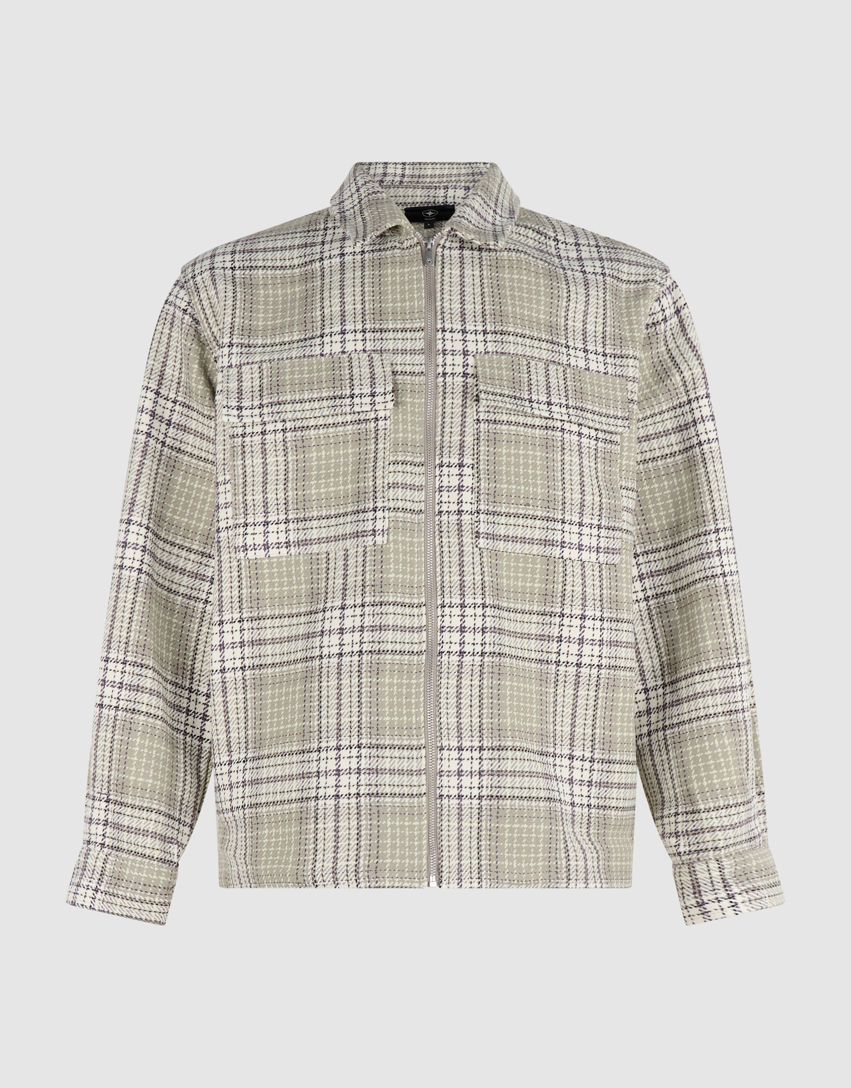Hellgr&uuml;nes kariertes Overshirt Rei&szlig;verschluss SHOEBY MEN