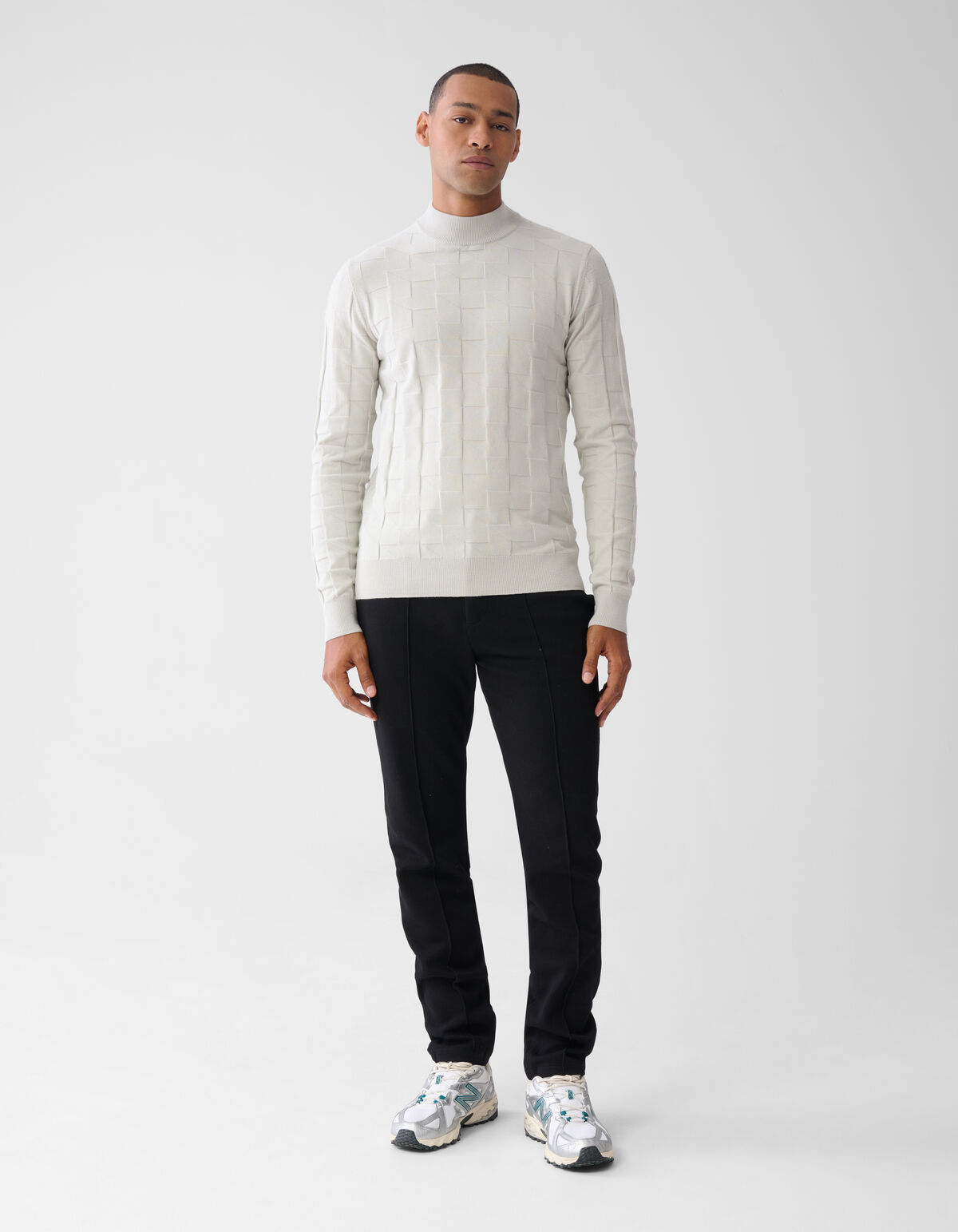 Pied De Poule Pullover Hellgrau SHOEBY MEN