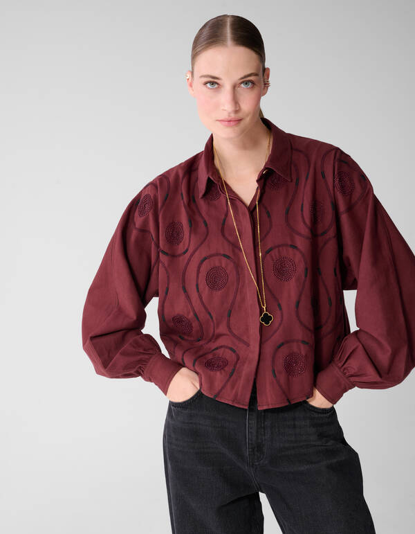 Bluse Mit Perlenstickerei Dunkelrot By Mieke SHOEBY WOMEN
