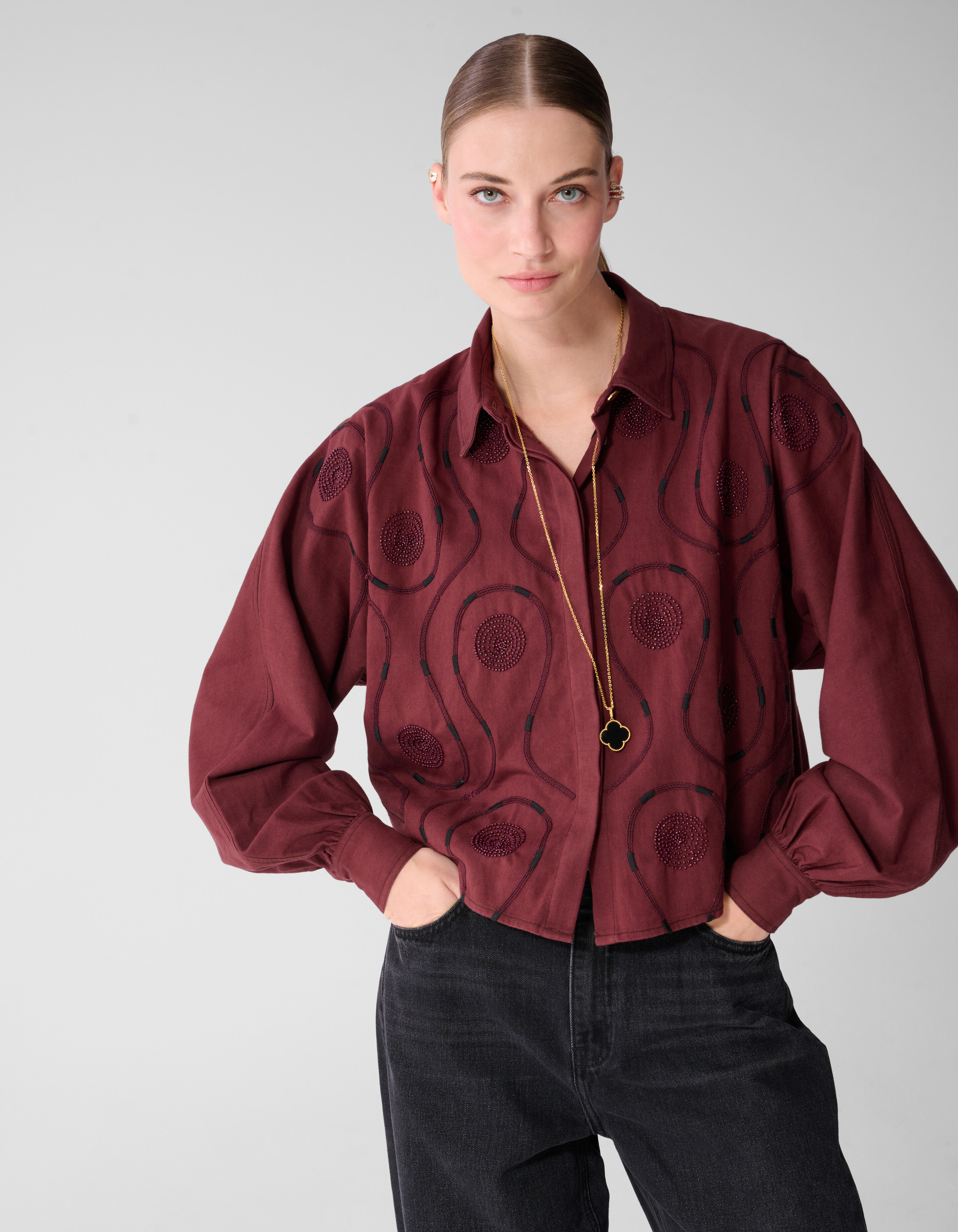 Bluse Mit Perlenstickerei Dunkelrot By Mieke SHOEBY WOMEN