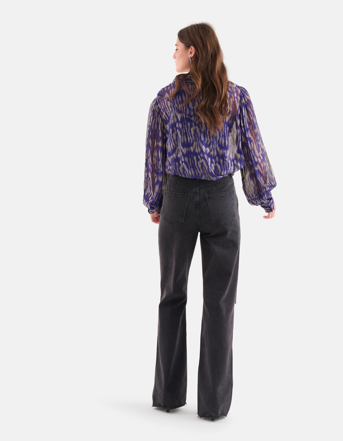 Jacquard-Lurex-Bluse Lila SHOEBY WOMEN