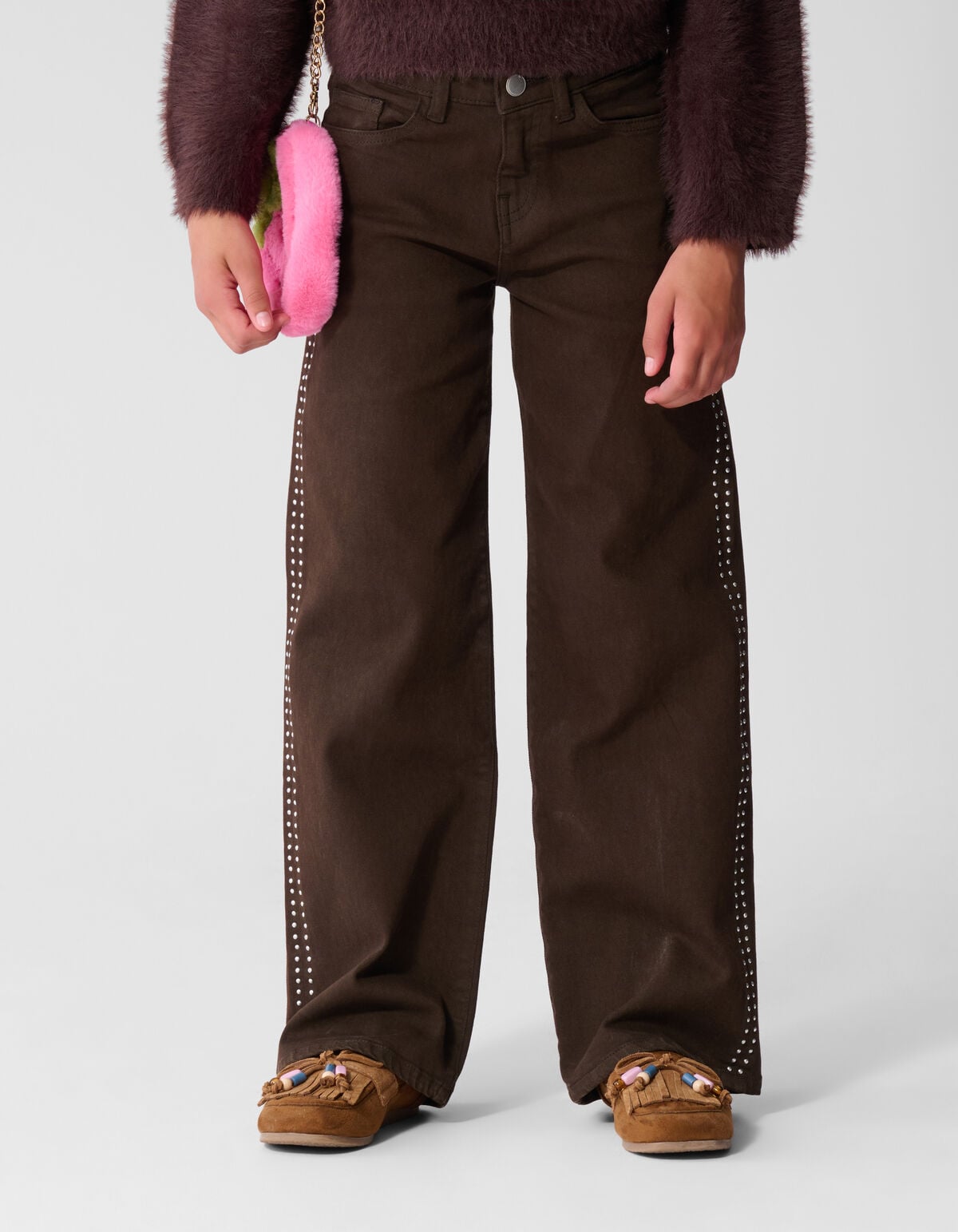 Stud Wide Leg Fit Jeans Braun SHOEBY GIRLS
