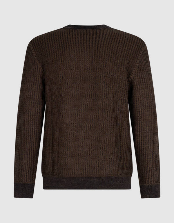 Waffelpullover mit Rundhalsausschnitt dunkelbraun SHOEBY MEN