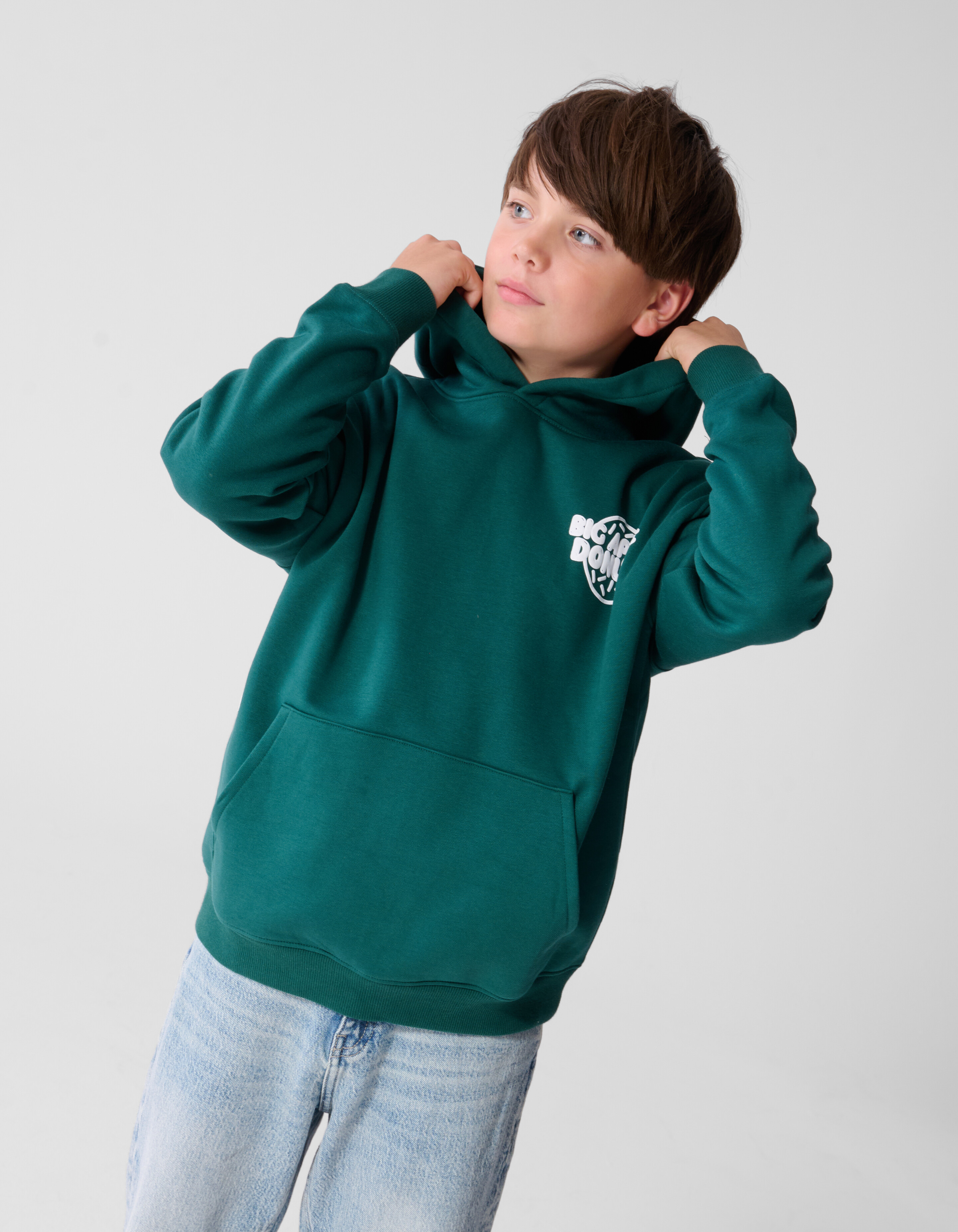 Oversized Fit Donut Hoodie Dunkelgr&uuml;n SHOEBY BOYS