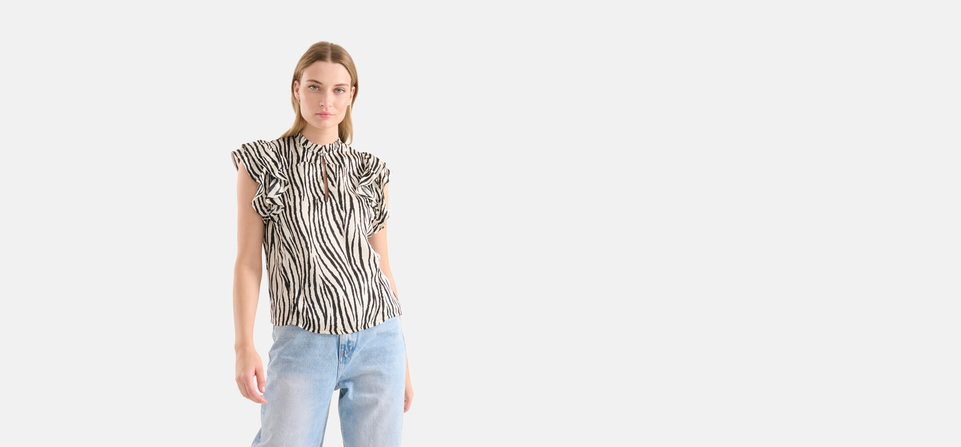 Top mit Zebradruck Schwarz/Weiß SHOEBY WOMEN