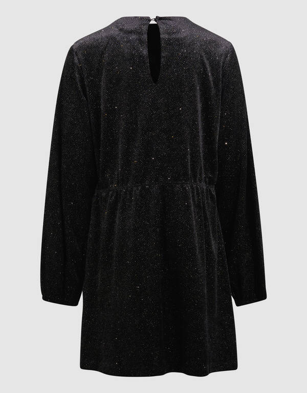 Schwarzes Minikleid aus Samt mit Schleife SHOEBY GIRLS