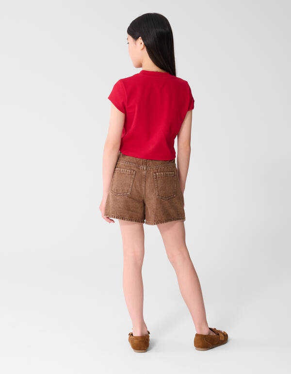 Rib Les Fraises Crop-Top Rot SHOEBY GIRLS