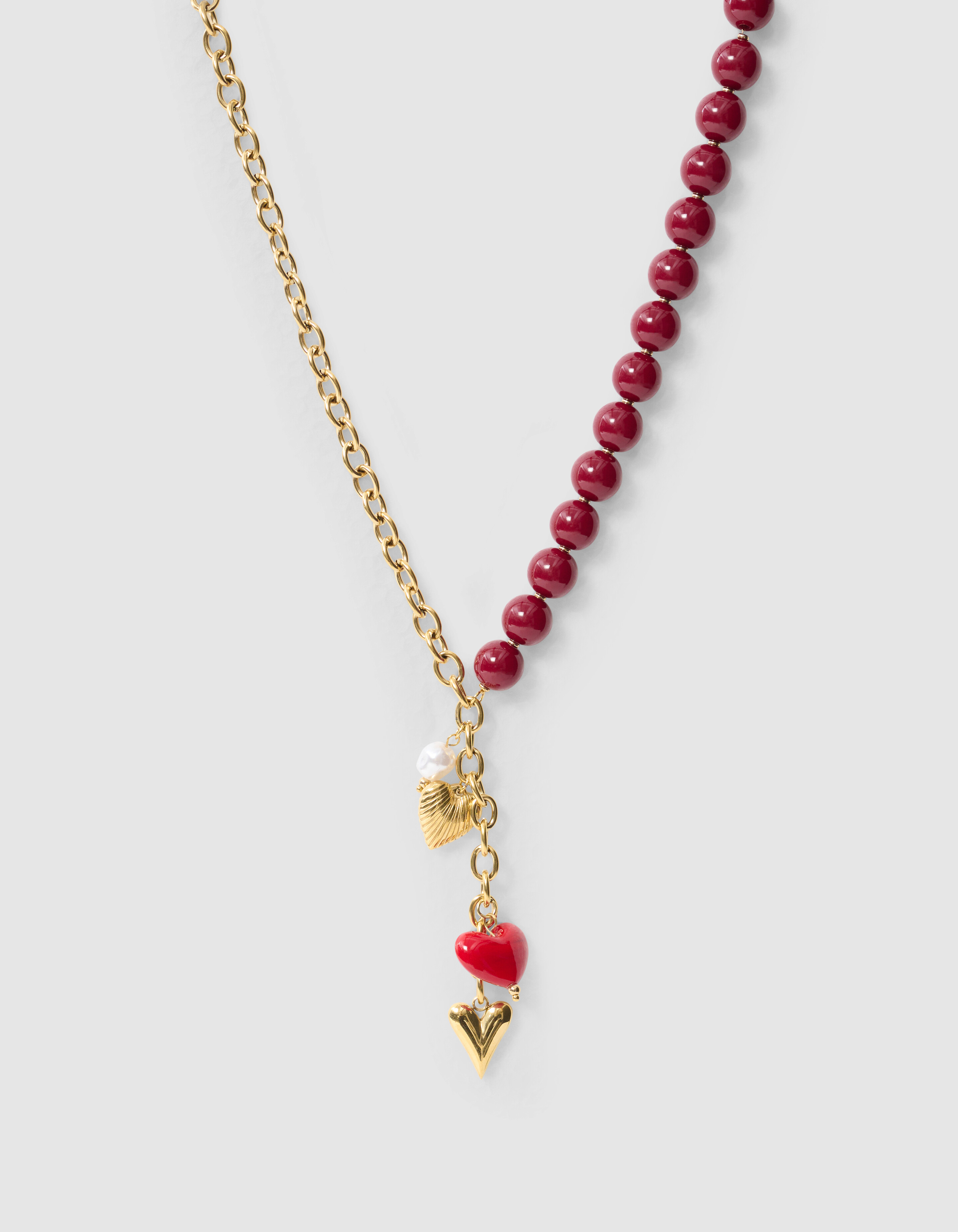 Perlenanhänger-Halskette, Dunkelrot SHOEBY ACCESSOIRES