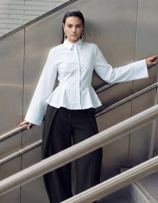 Peplum-Bluse Wei&szlig; SHOEBY WOMEN