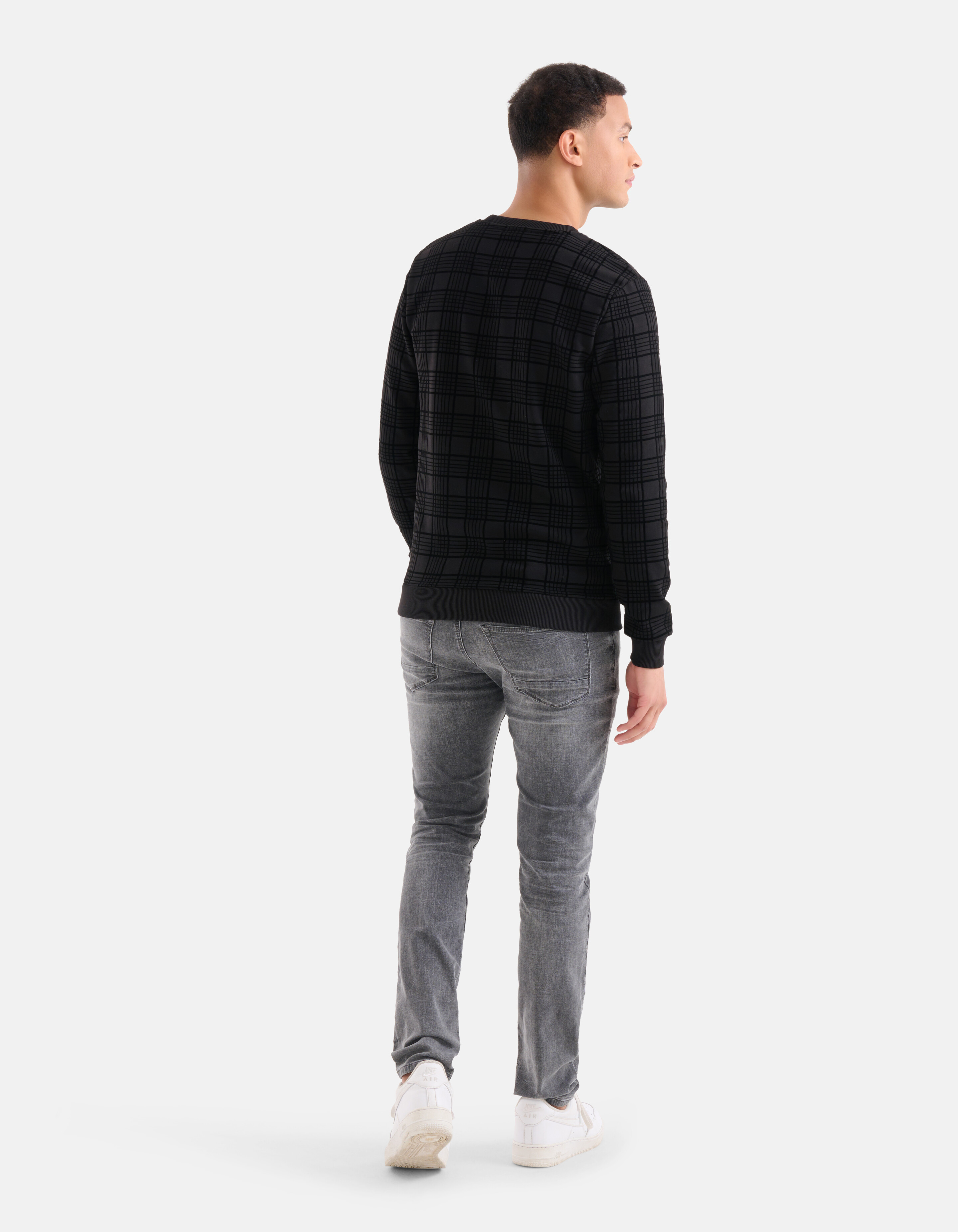 Karierter Pullover aus Samt Schwarz SHOEBY MEN