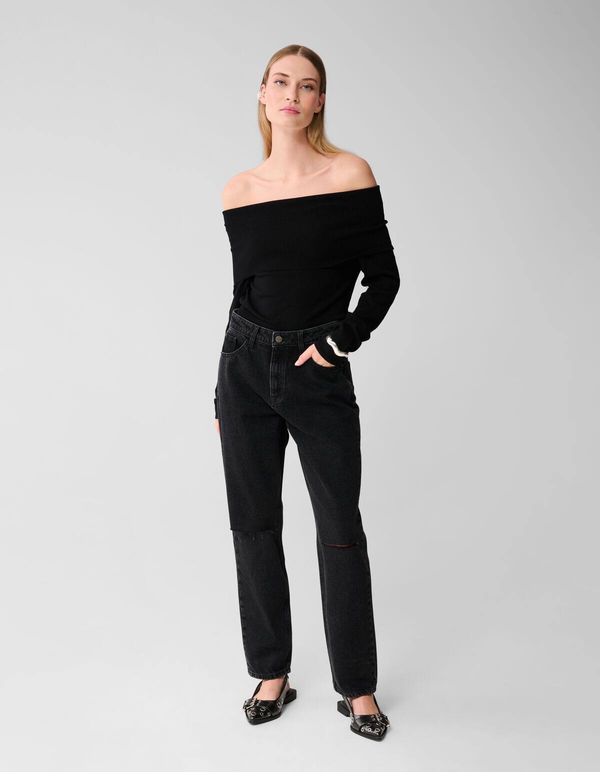 Schulterfreie Pullover Schwarz SHOEBY WOMEN