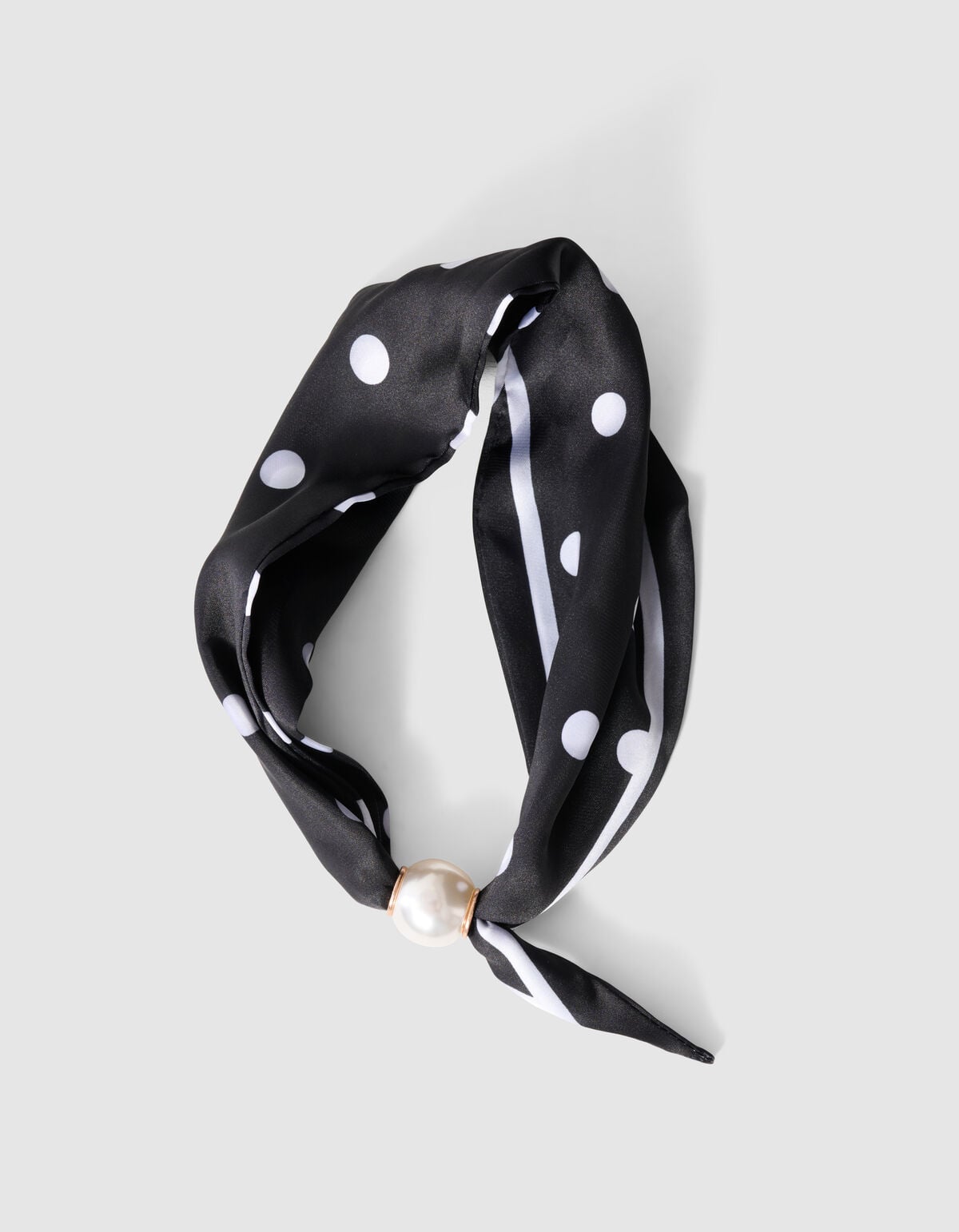 Perlenbesetzter Schal mit Kette Schwarz/Wei&szlig; SHOEBY ACCESSOIRES
