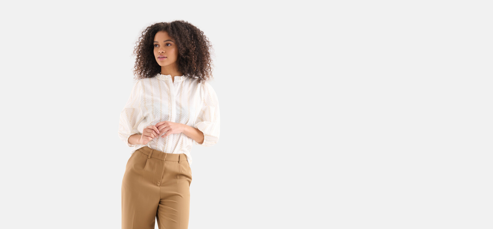 Lurex Detail Bluse Offwhite SHOEBY WOMEN