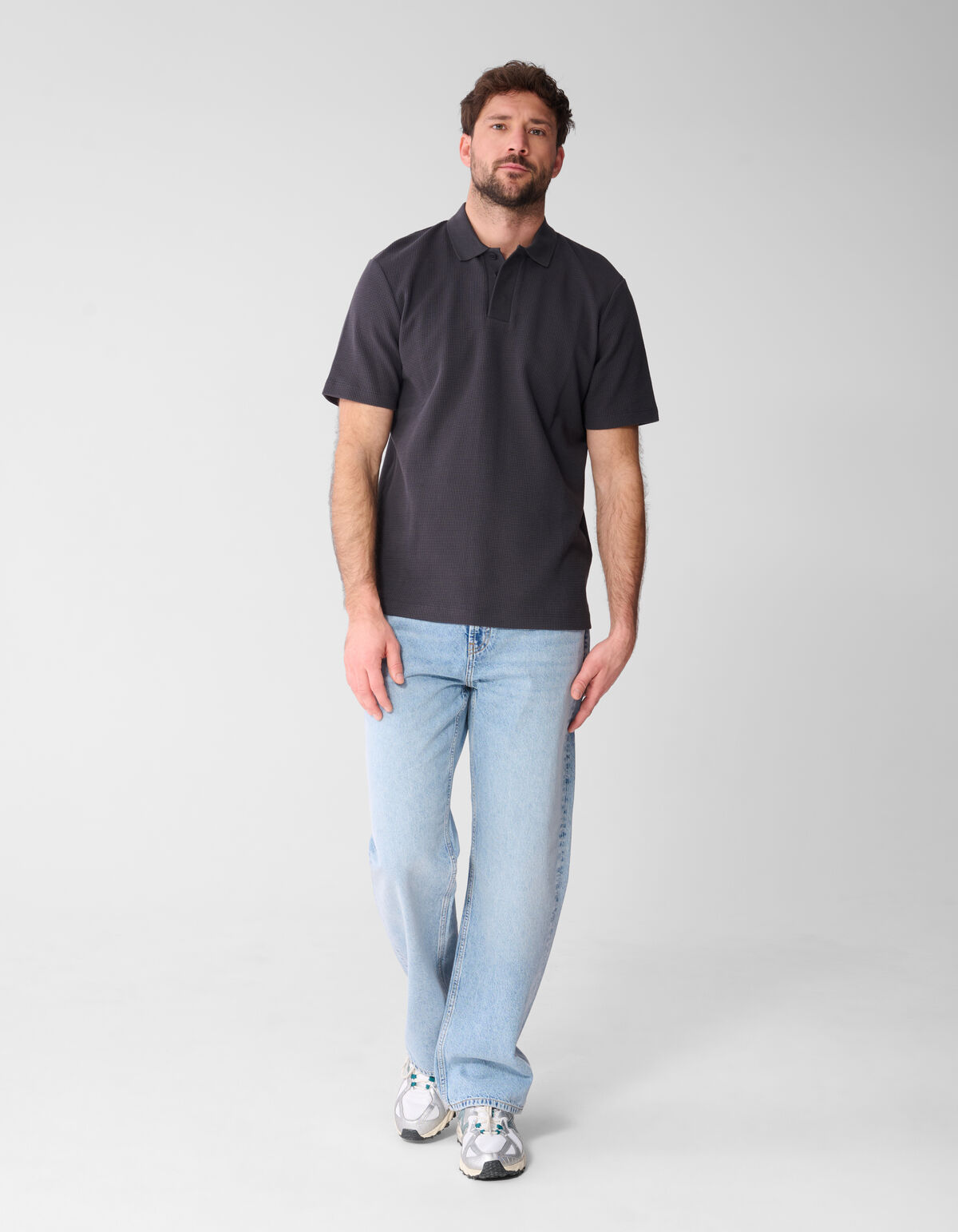 Waffle Polo Dunkelgrau SHOEBY MEN