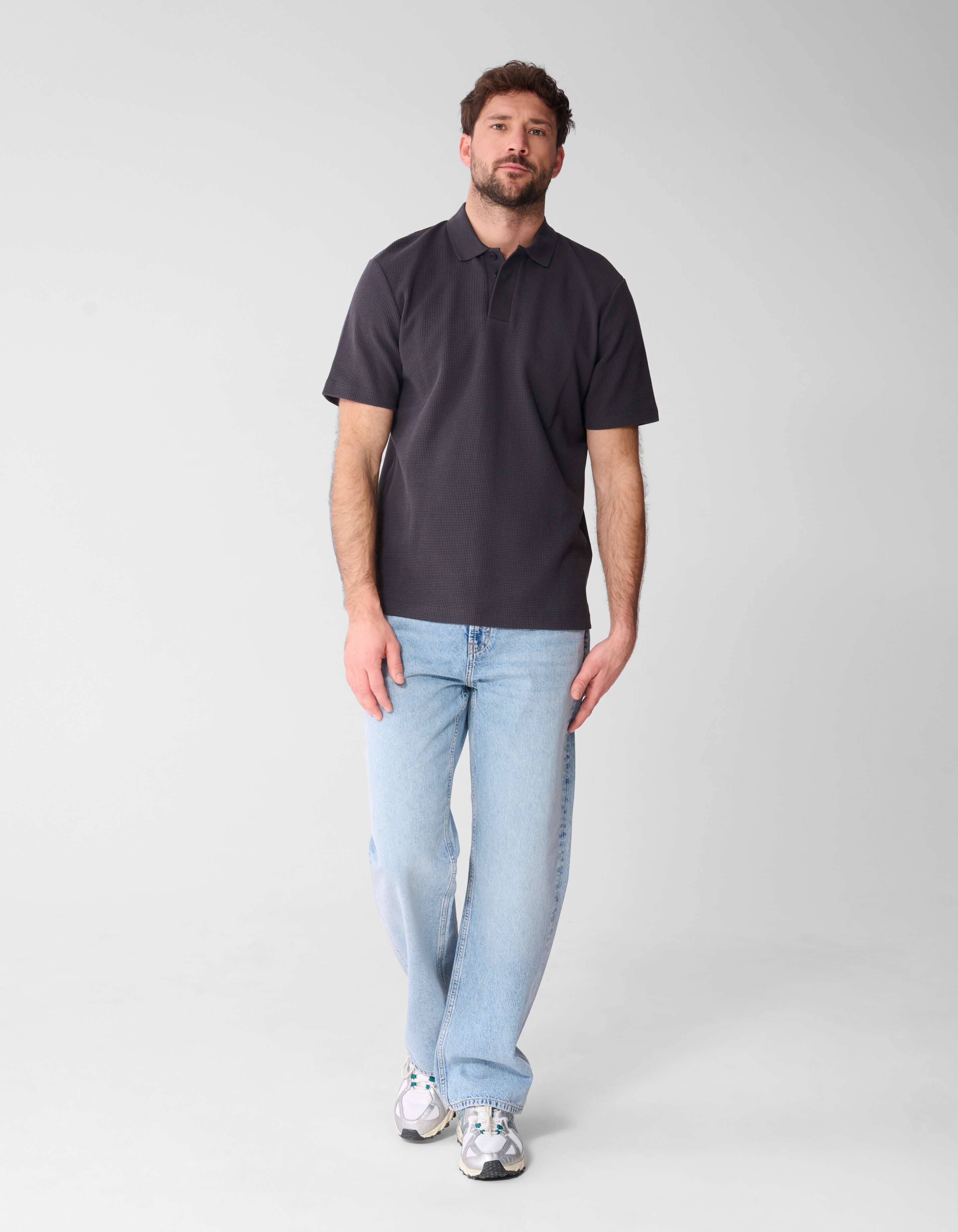 Waffle Polo Dunkelgrau SHOEBY MEN