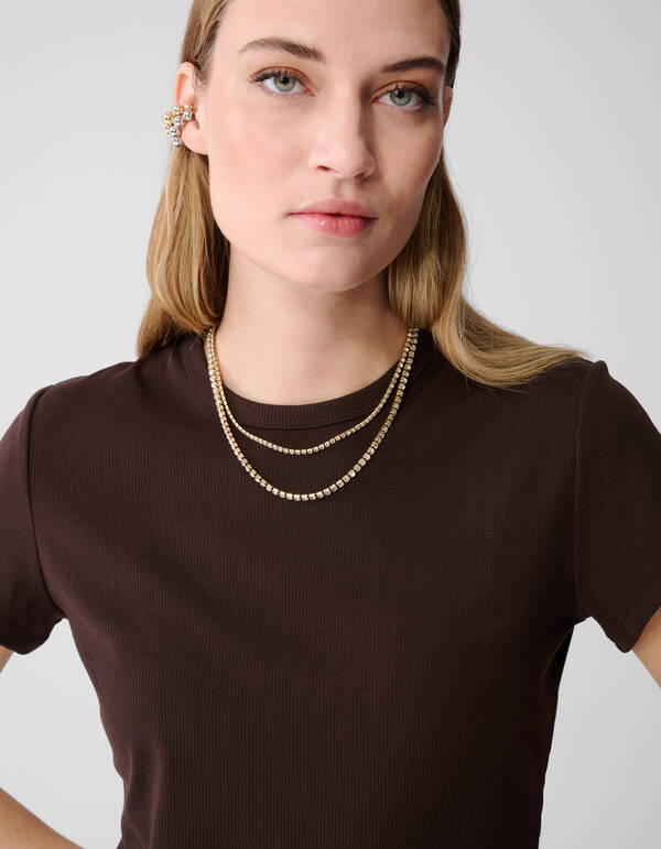 Geripptes T-Shirt Braun SHOEBY WOMEN