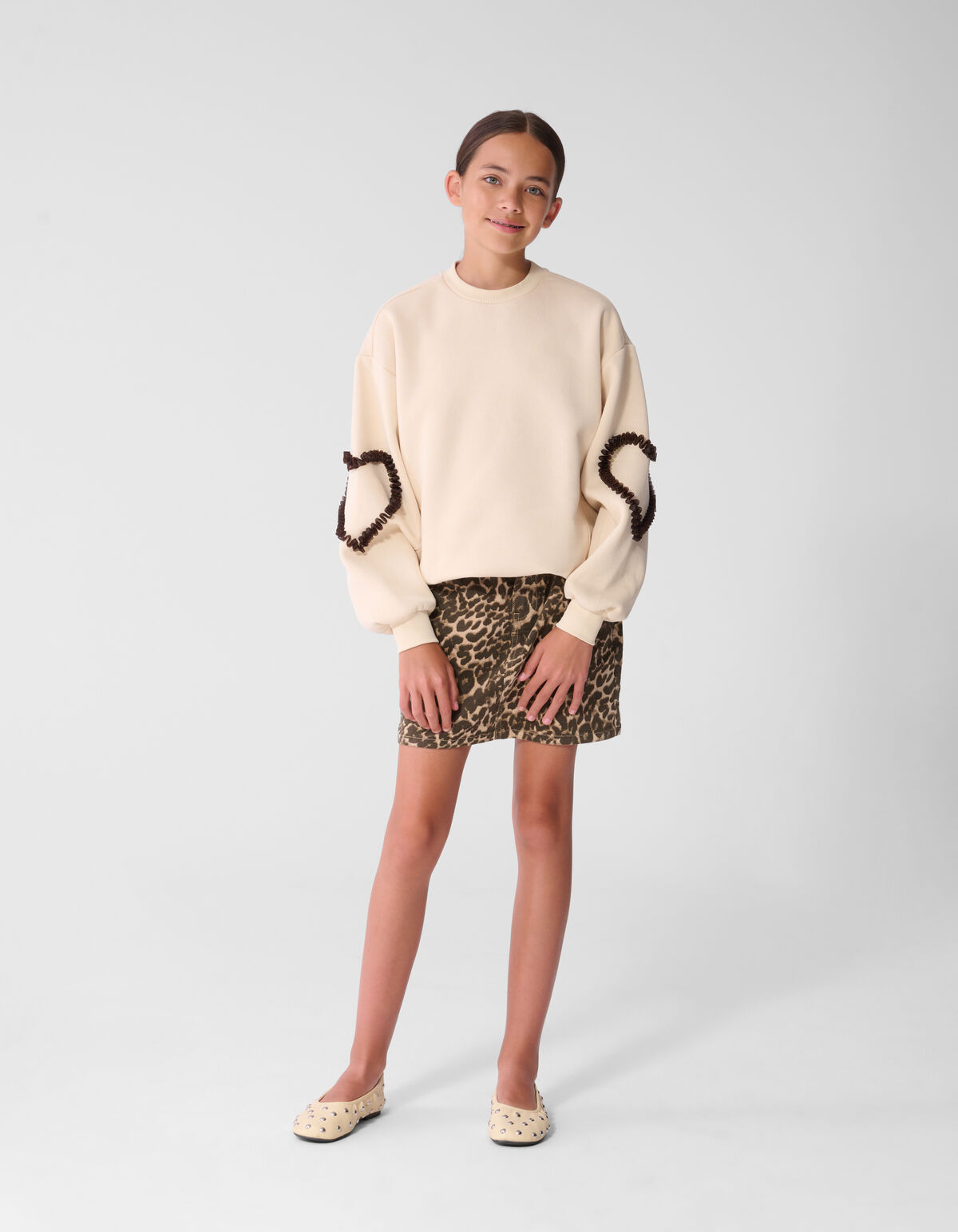 Balloon Fit Heart Pullover Gebrochenem Wei&szlig; SHOEBY GIRLS