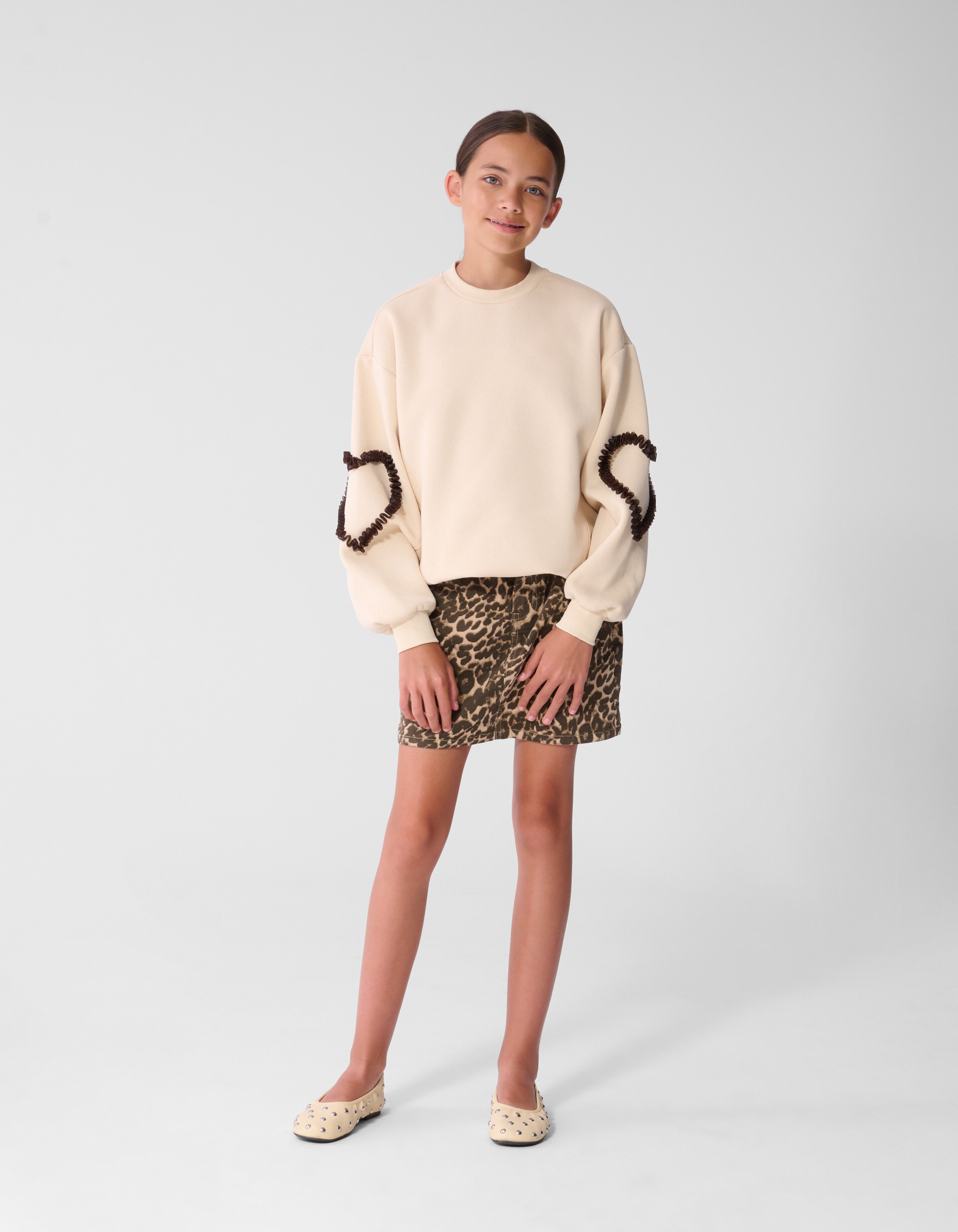 Balloon Fit Heart Pullover Gebrochenem Wei&szlig; SHOEBY GIRLS