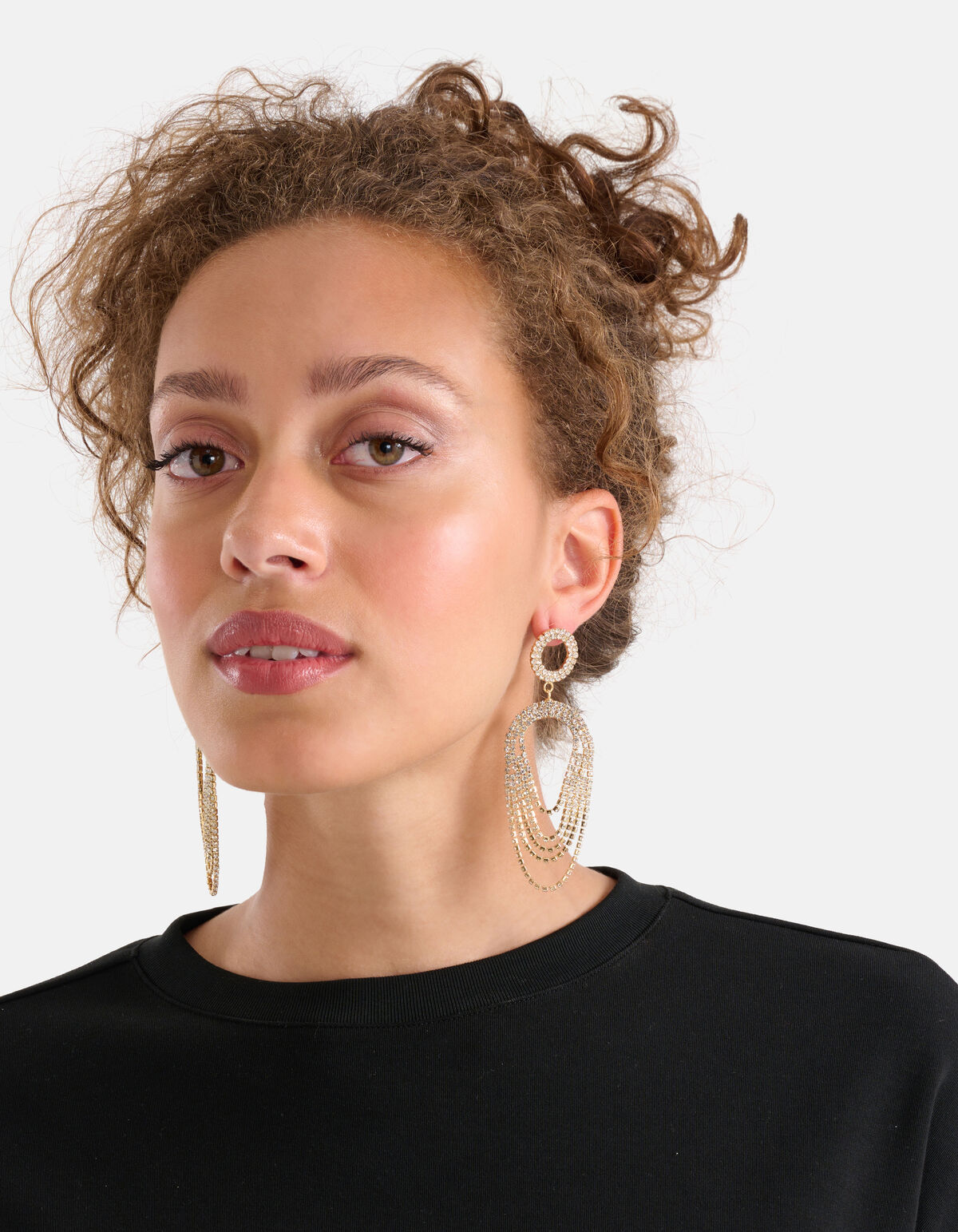 Strass-Drape-Ohrringe Silber SHOEBY ACCESSOIRES