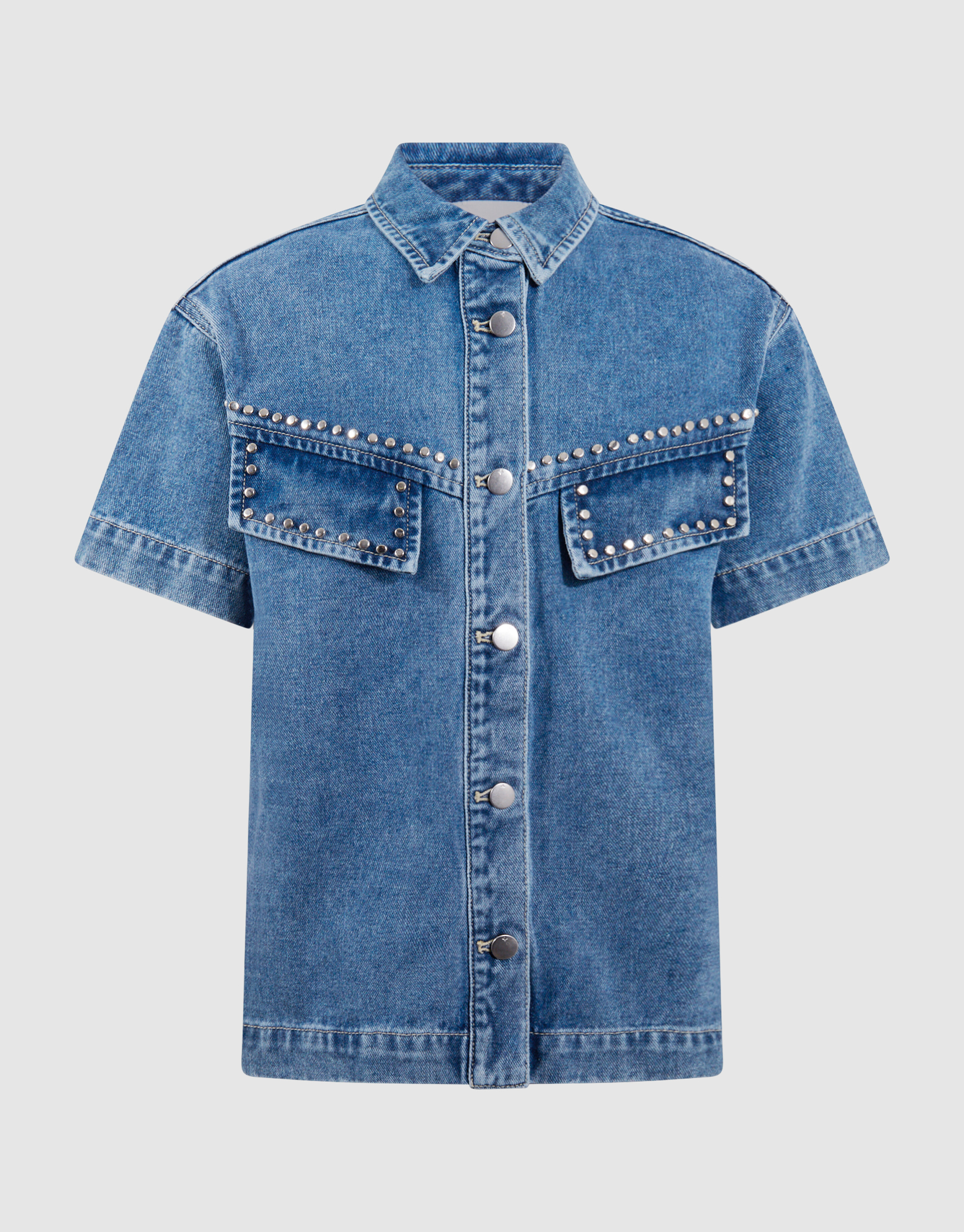 Denim Nieten Bluse Blau SHOEBY GIRLS
