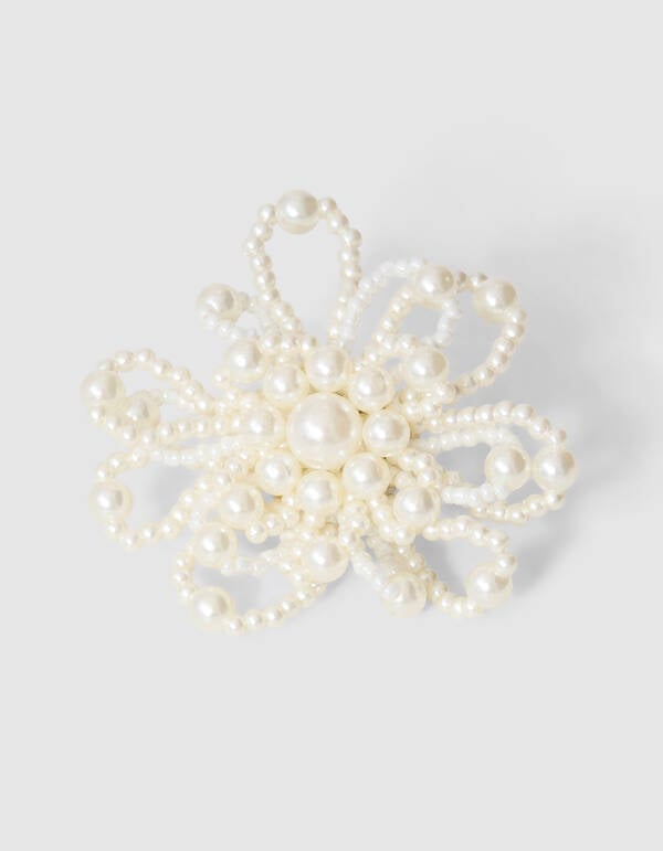 Aussage Perlenblumen-Ring Gebrochen Wei&szlig; SHOEBY ACCESSOIRES