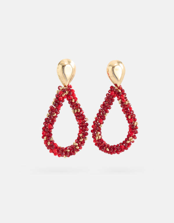 Beaded Druppel Oorbellen Rood SHOEBY ACCESSOIRES