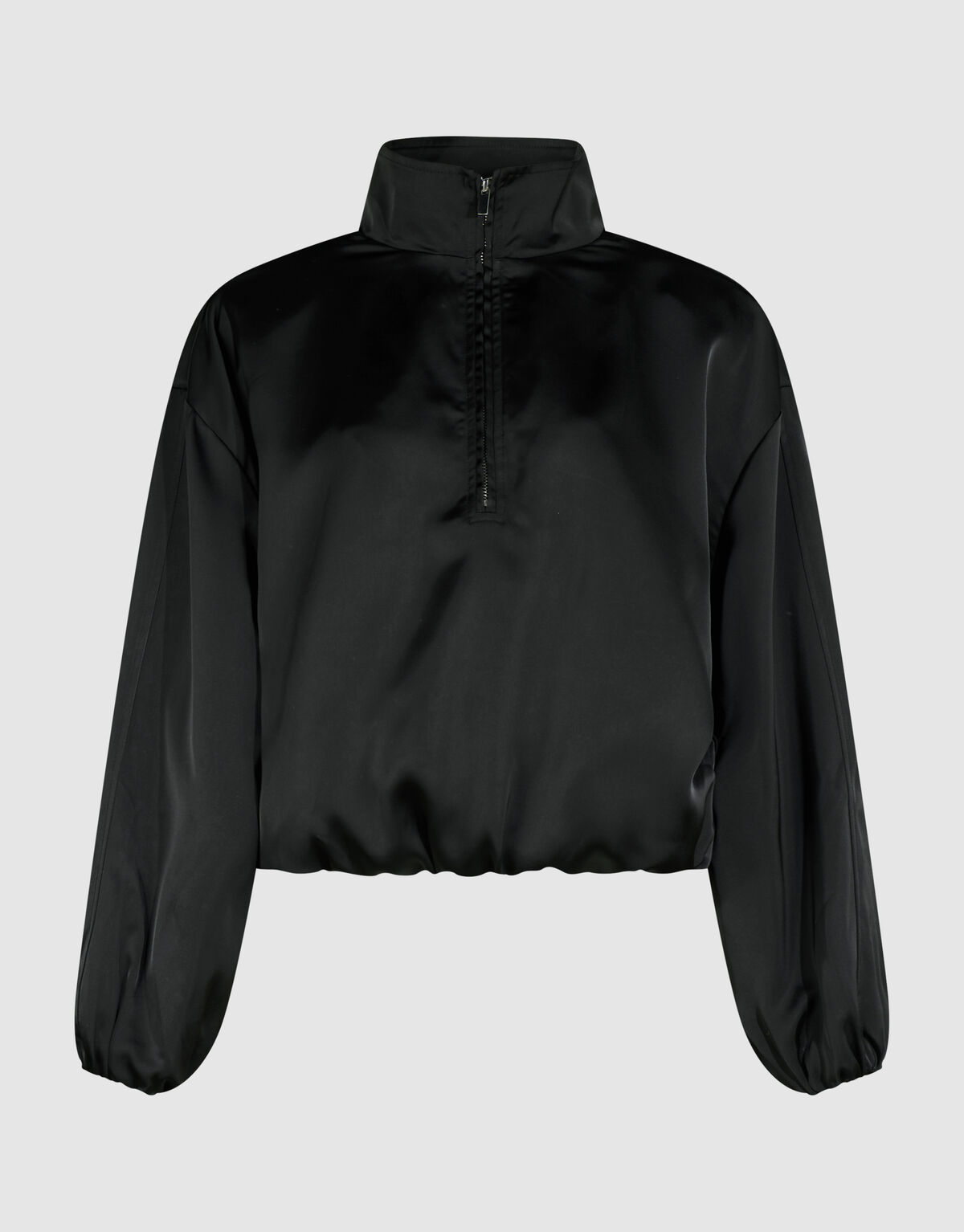 Satijnen Half Zip Top Zwart SHOEBY WOMEN