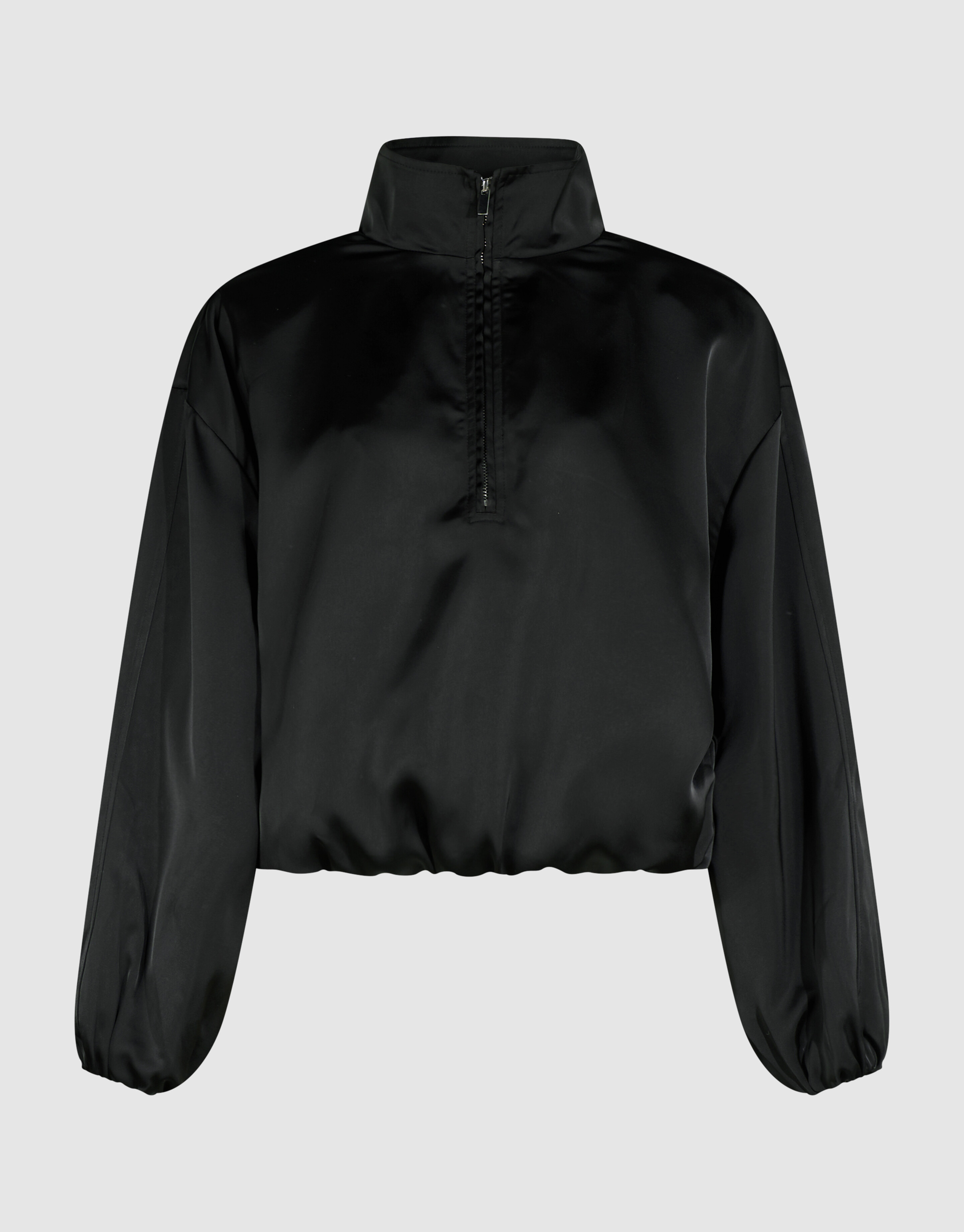 Satijnen Half Zip Top Zwart SHOEBY WOMEN