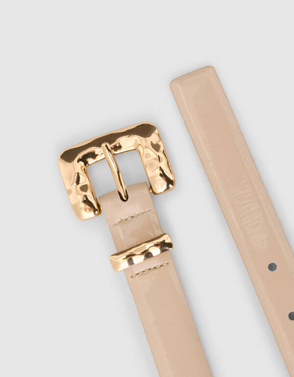 Lack Square G&uuml;rtel Beige SHOEBY ACCESSOIRES