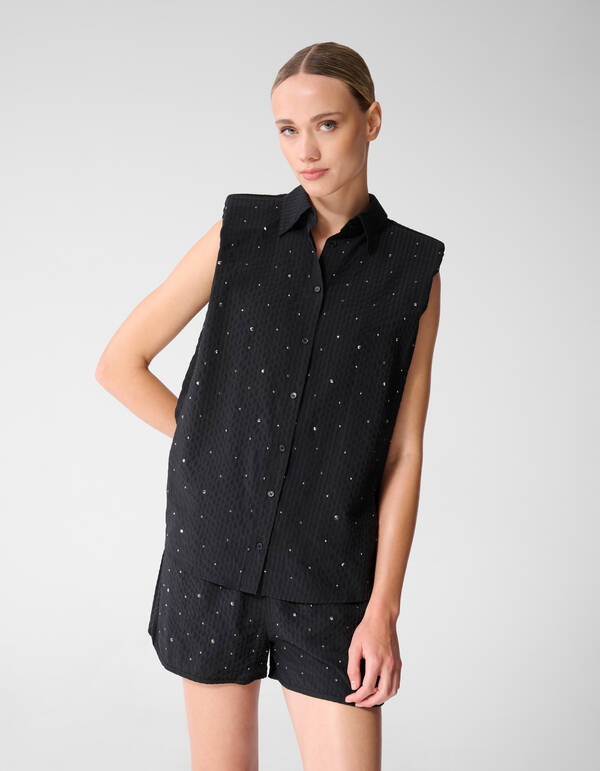 Strass-Streifenbluse Schwarz SHOEBY WOMEN