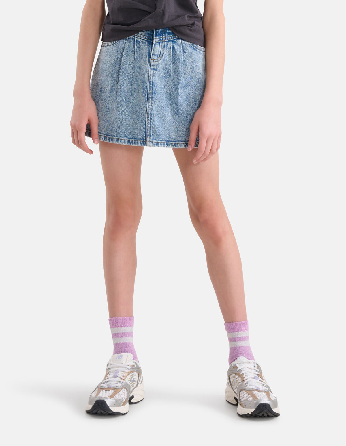 Geplooide Denim Rok Mediumstone SHOEBY GIRLS