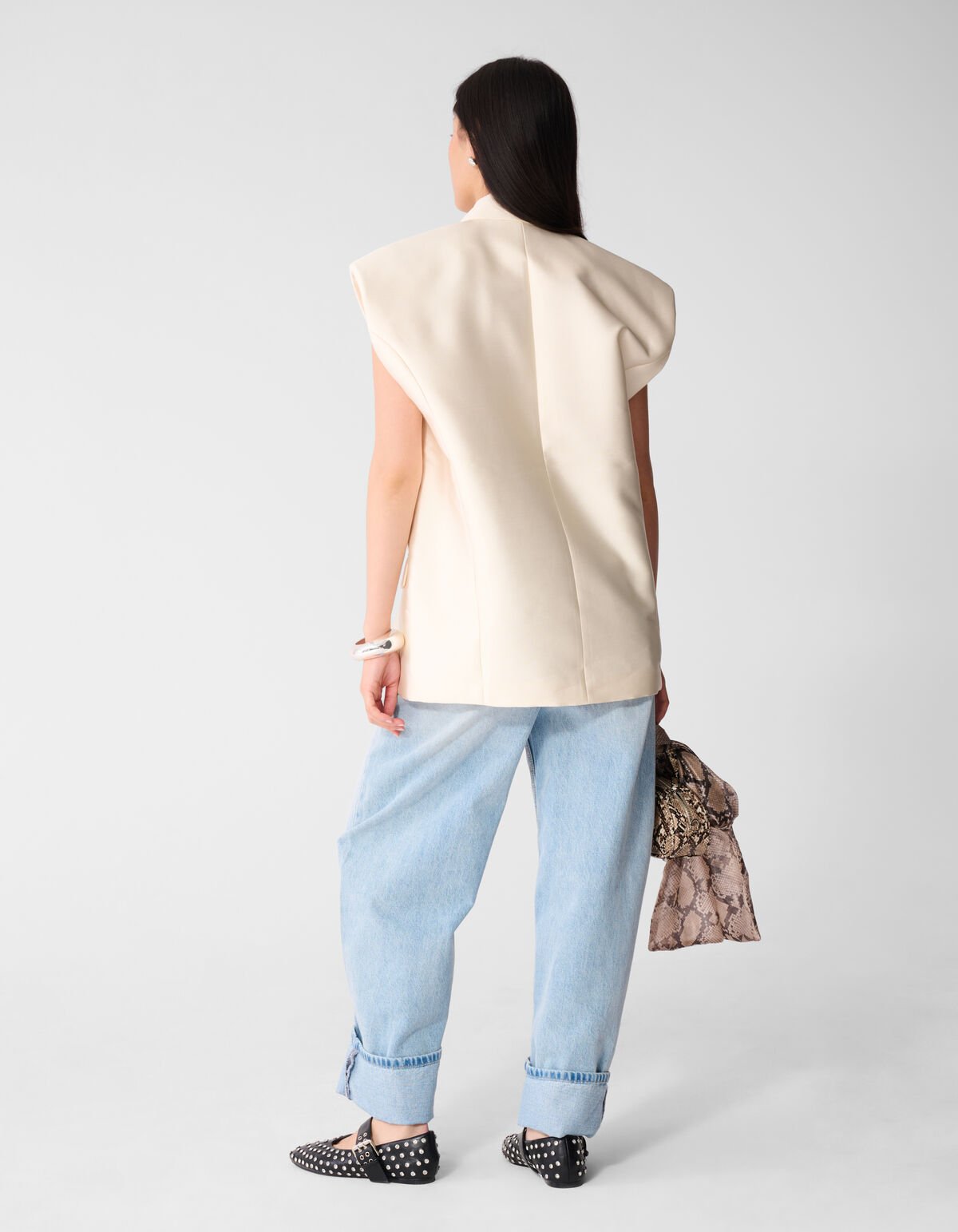 Oversized-Blazer ohne &Auml;rmel, gebrochenes Wei&szlig; SHOEBY WOMEN