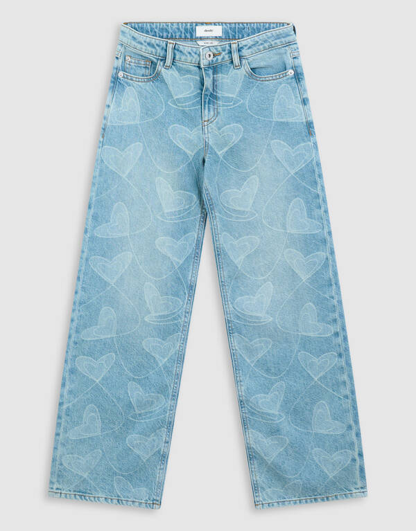 Heart Print Wide Leg Fit Jeans Blauw SHOEBY GIRLS