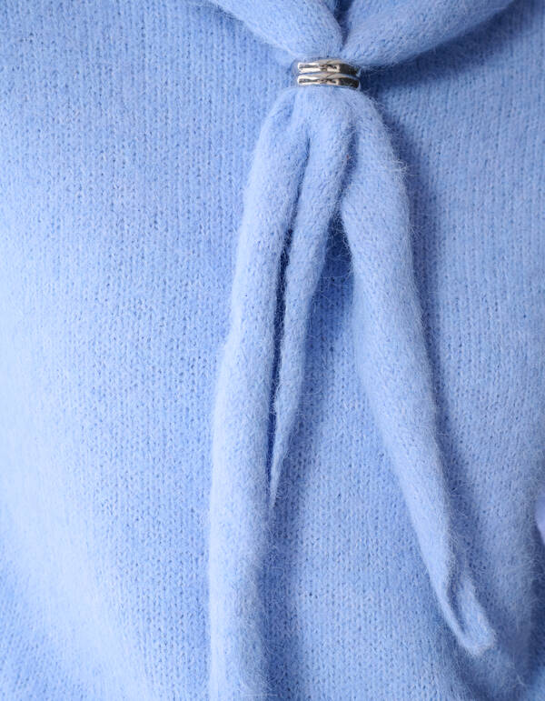 Fluffy Scarf Gebreide Trui Blauw SHOEBY WOMEN