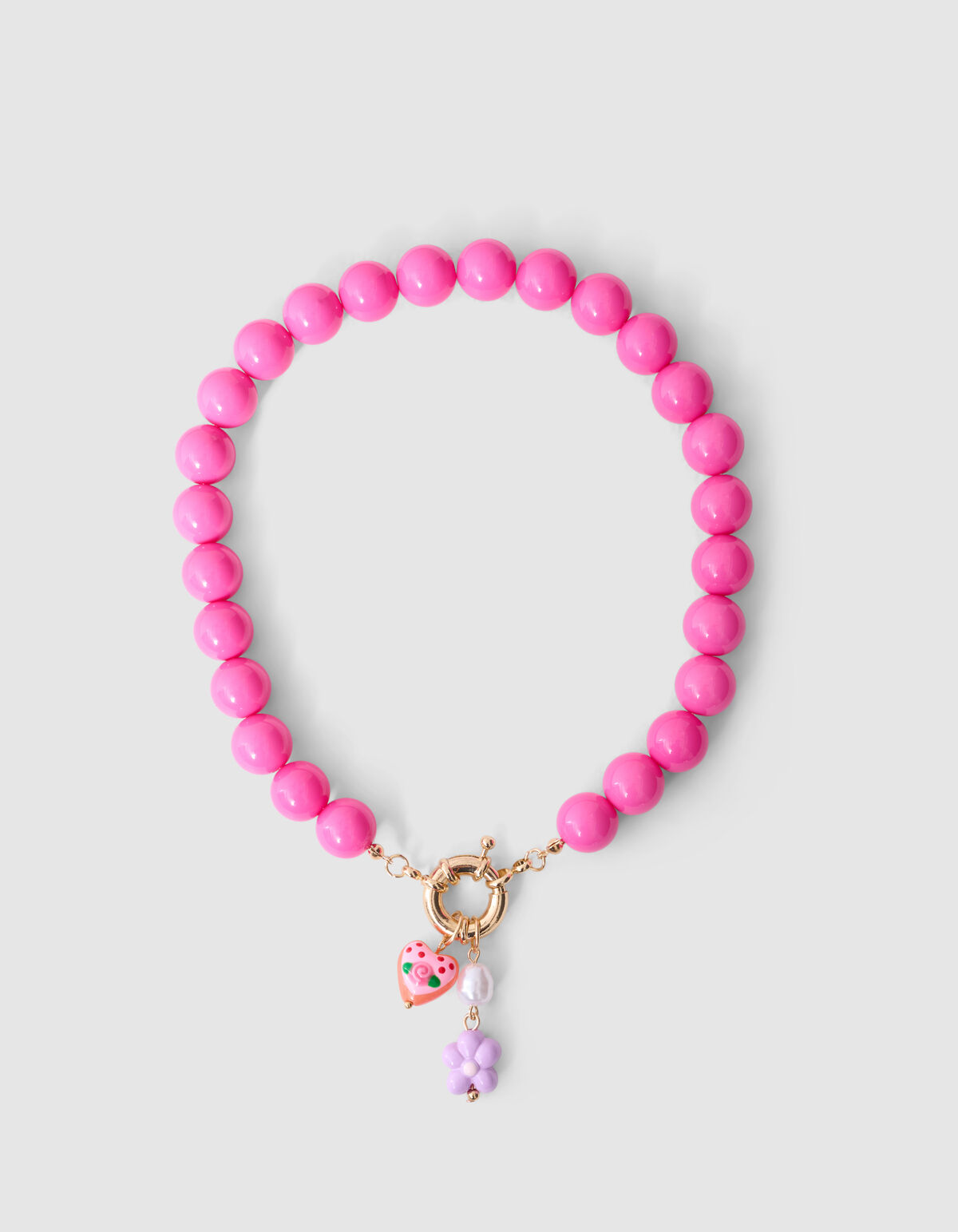 Statement-Herz-Halskette Dunkelrosa SHOEBY ACCESSOIRES