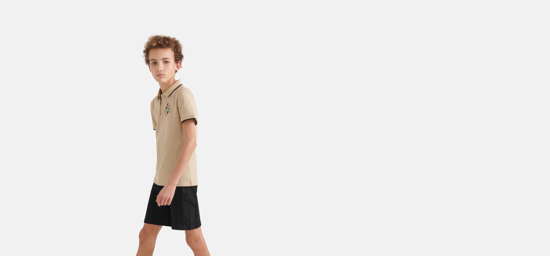 Struktur-Reißverschluss-Polo Beige SHOEBY BOYS