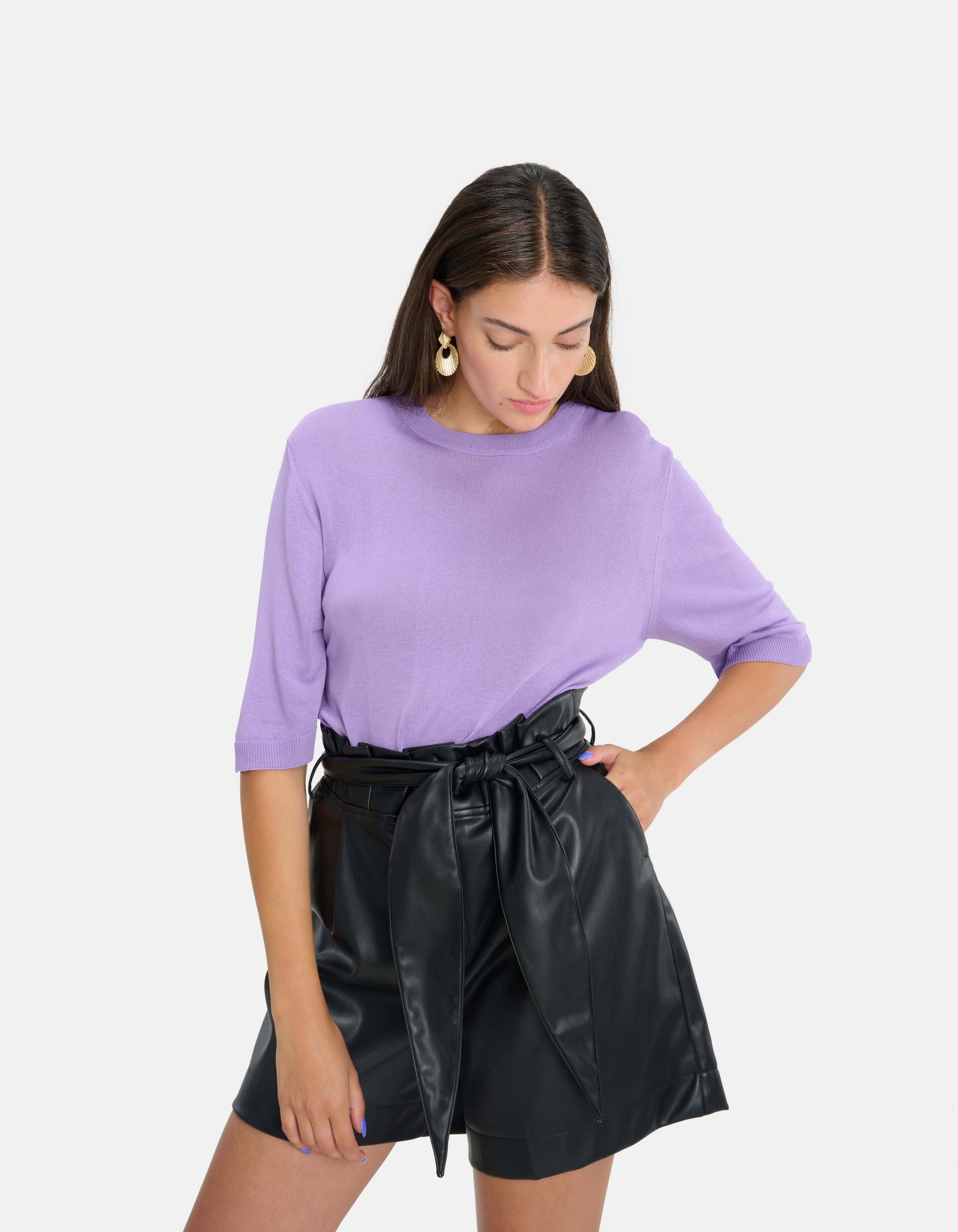 Gestricktes T-Shirt Violett EKSEPT