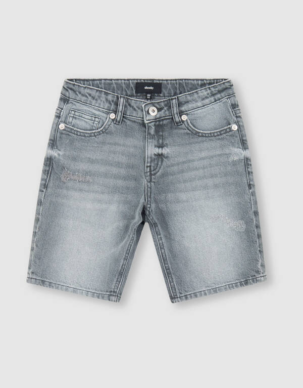Straight Fit Jeansshorts Grau SHOEBY BOYS