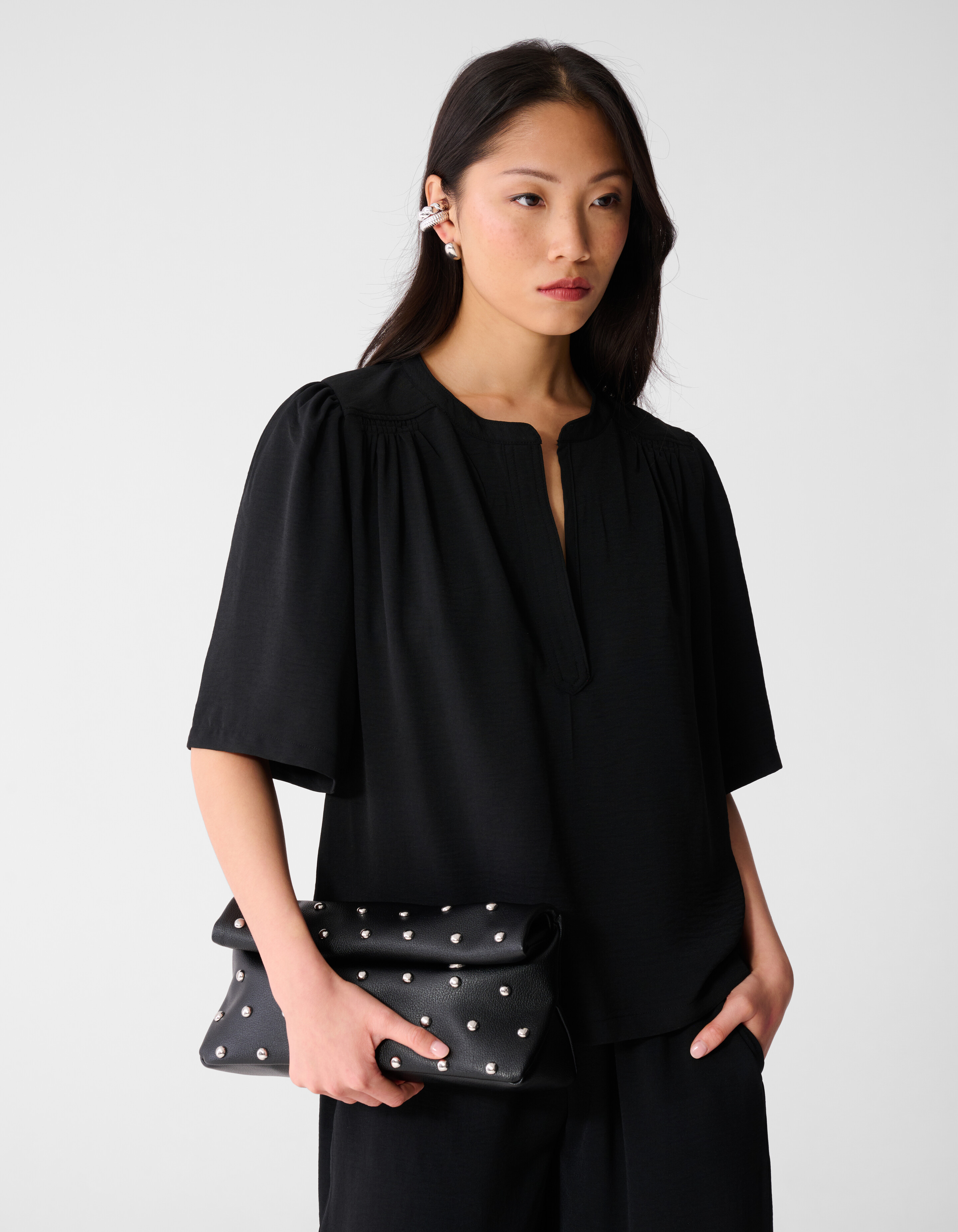 Twist Kurzarm-Top Schwarz SHOEBY WOMEN