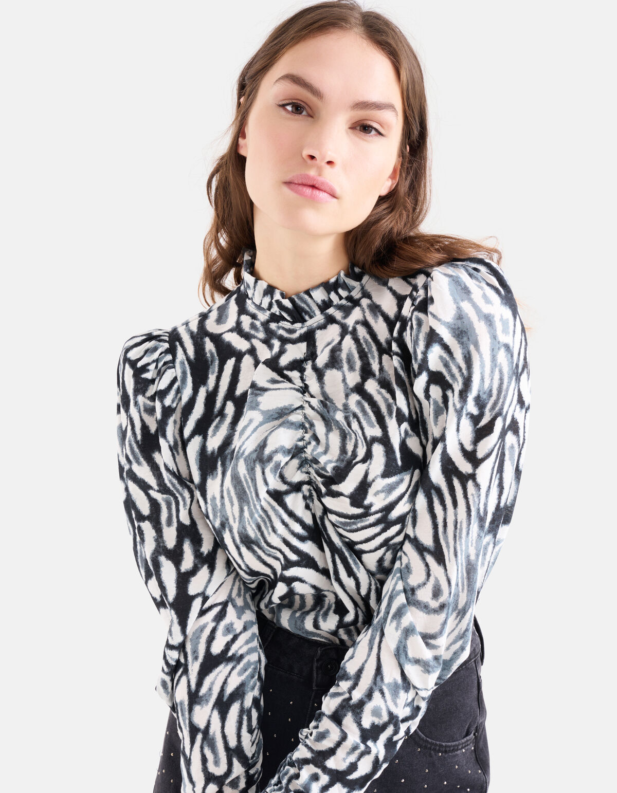 Top mit Puffärmeln und Druck SHOEBY WOMEN