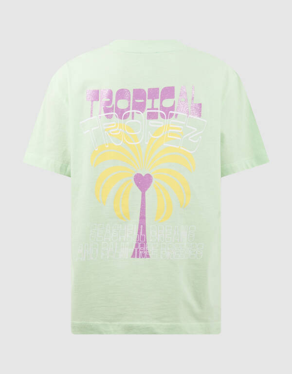 Tropical Artwork T-Shirt Hellgr&uuml;n SHOEBY GIRLS