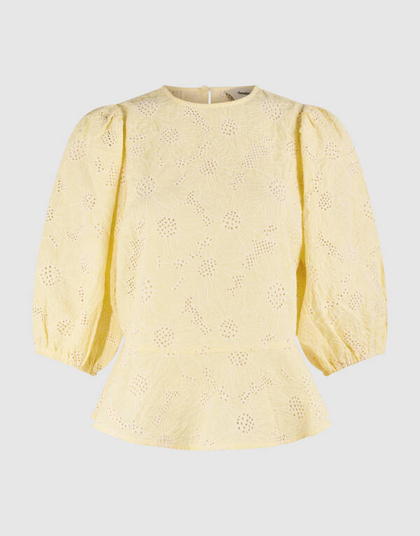 Blumenstruktur Top Hellgelb SHOEBY WOMEN