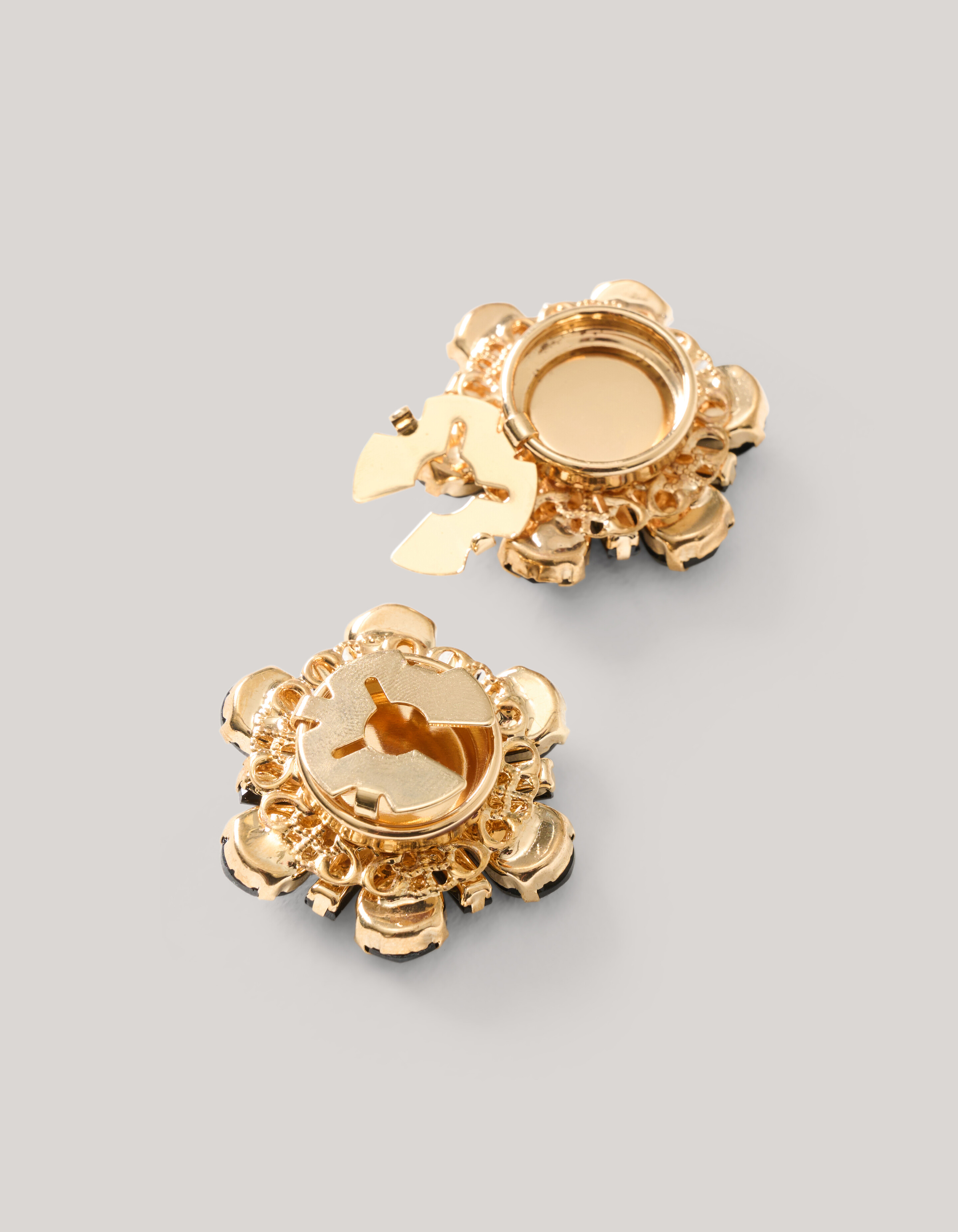 Strass Knopen Clips Goud/Zwart SHOEBY ACCESSOIRES