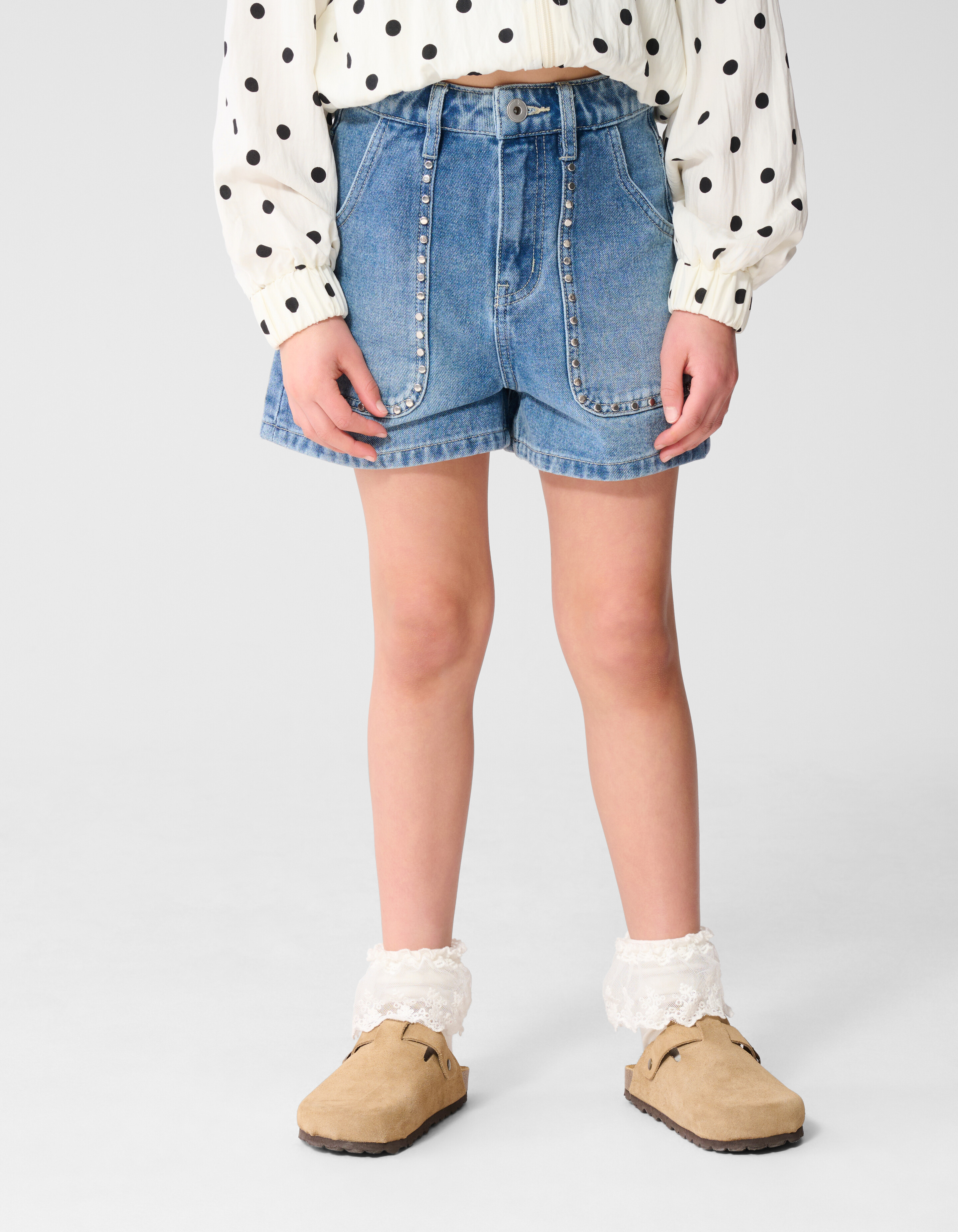 Denim-Shorts mit Nieten Blau SHOEBY GIRLS